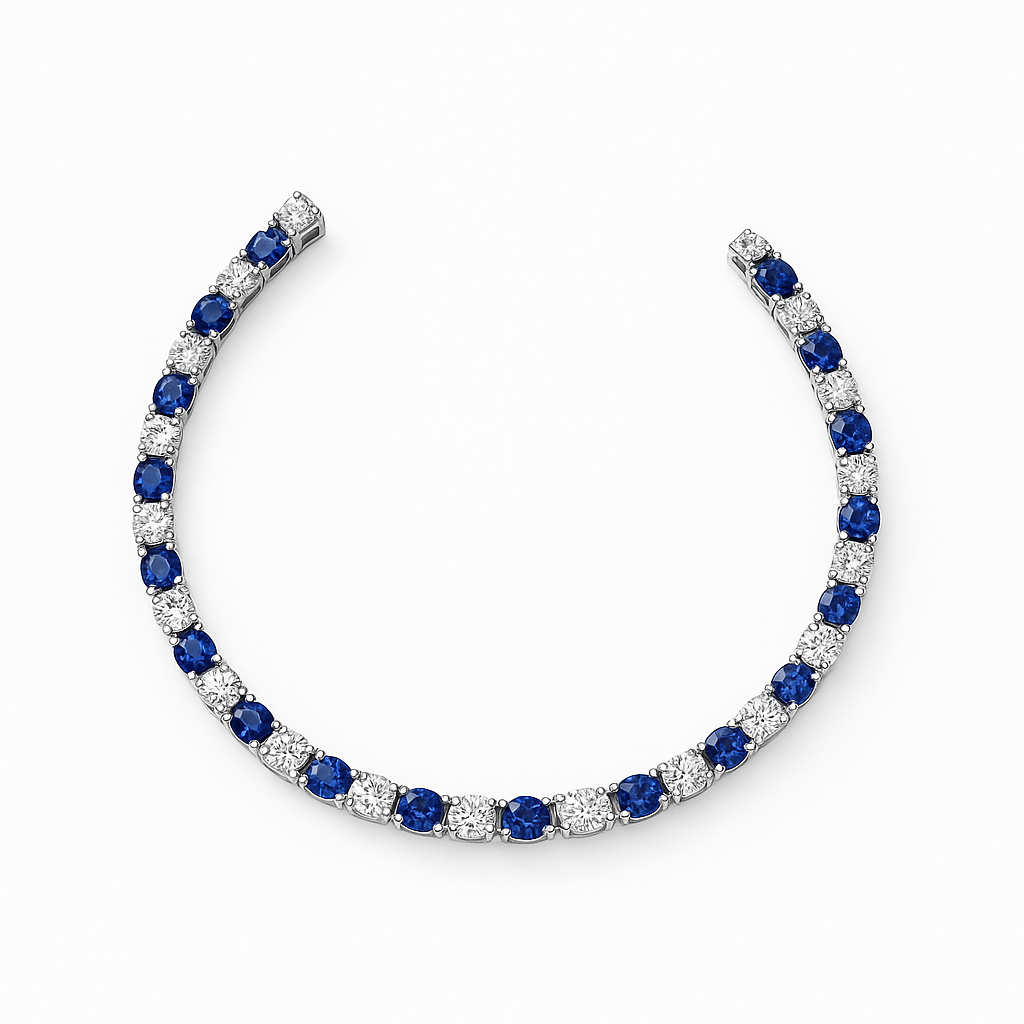 Sapphire & Diamond Line Bracelet | 18ct White Gold