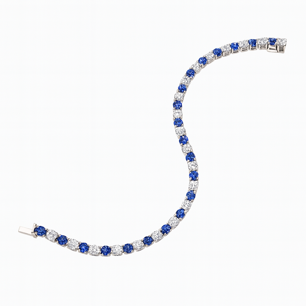 Sapphire & Diamond Line Bracelet | 18ct White Gold