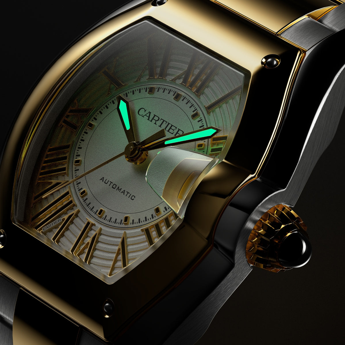 Cartier Roadster Large Model in Yellow Gold & Steel Automatic W2RD0010