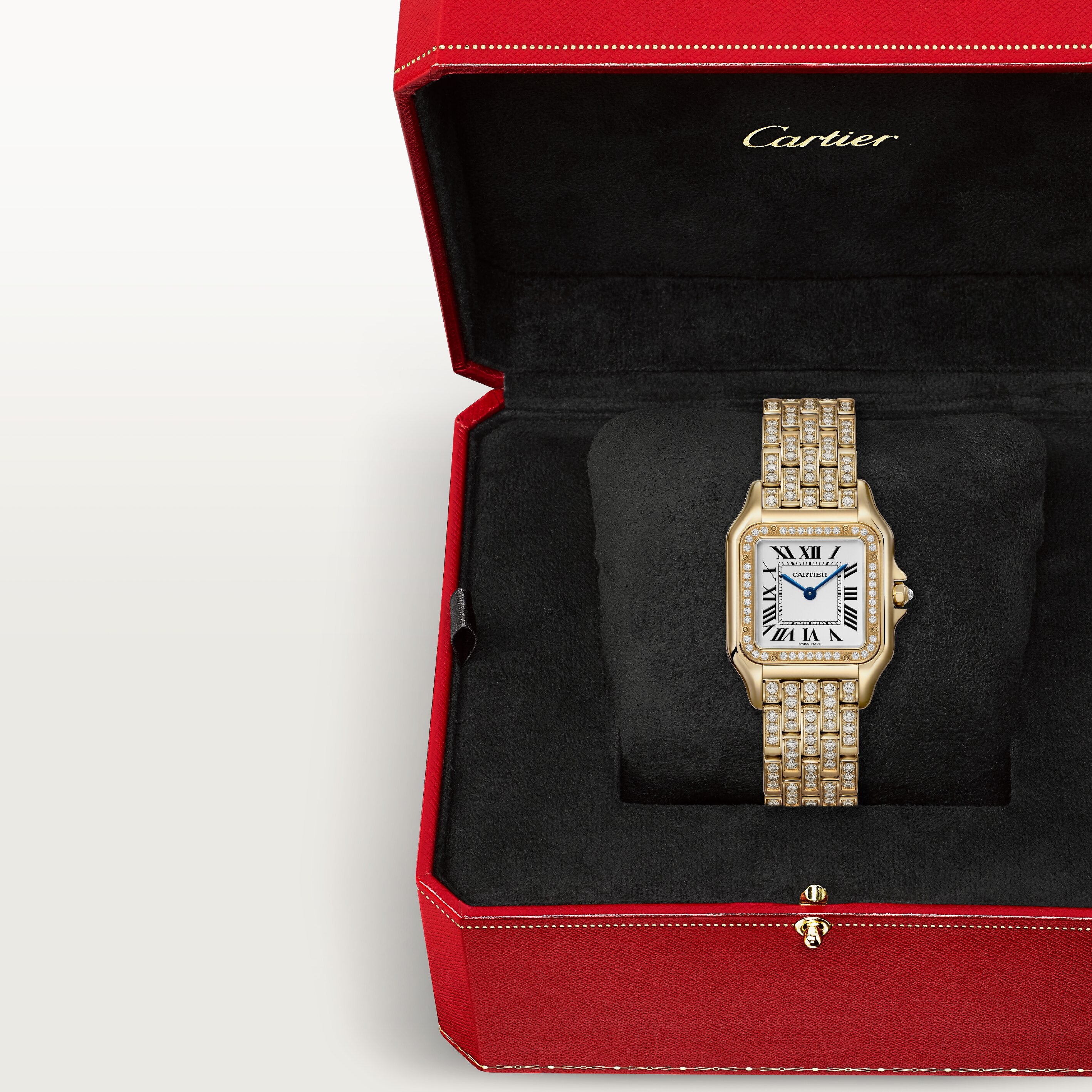 Panthère de Cartier Medium Model in 18ct Yellow Gold Quartz Diamonds WJPN0060