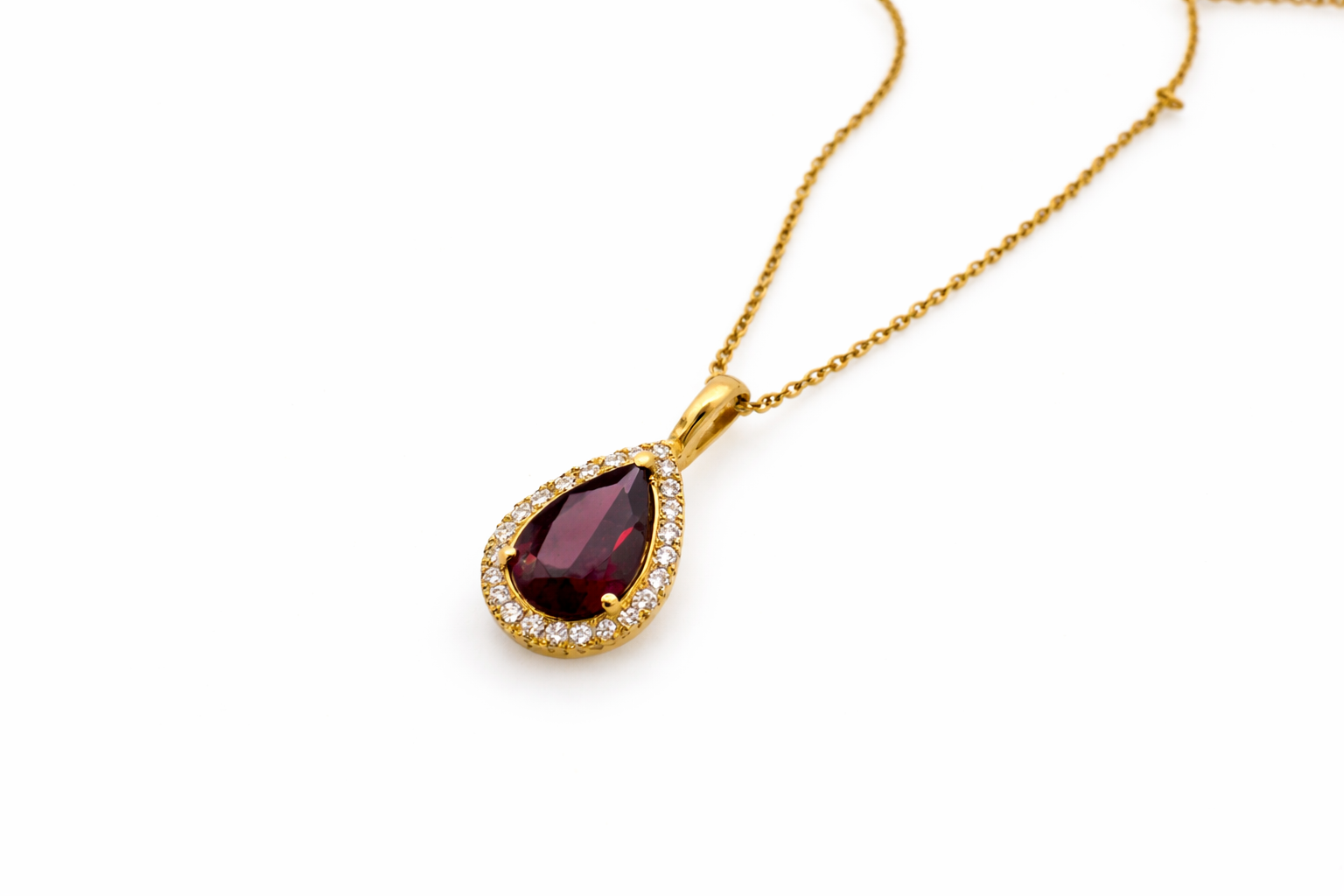 Rhodolite & Diamond Pendant | 18ct Yellow Gold | ER21810