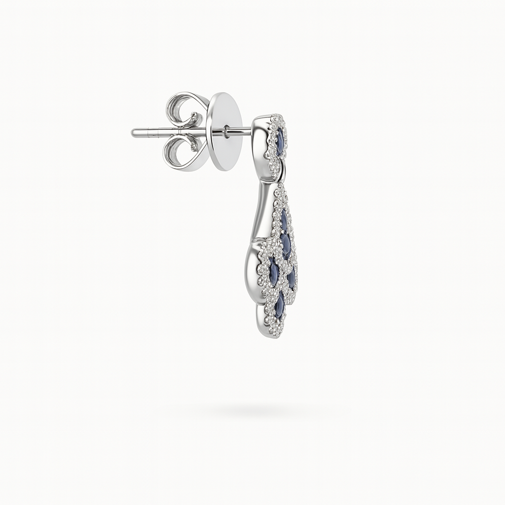 Sapphire & Diamond Drop Earrings | 18ct White Gold