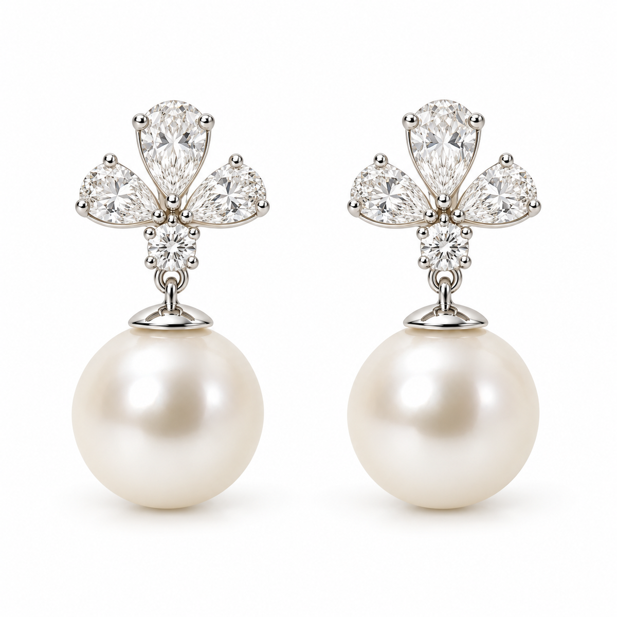 8.3mm Cultured Pearl Diamond Earrings in 18ct White Gold