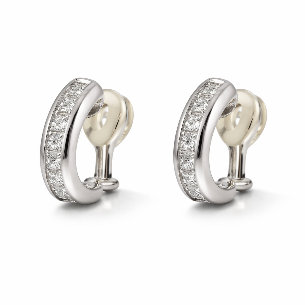 Princess Cut Diamond Cuff Earrings | Platinum | TP13639