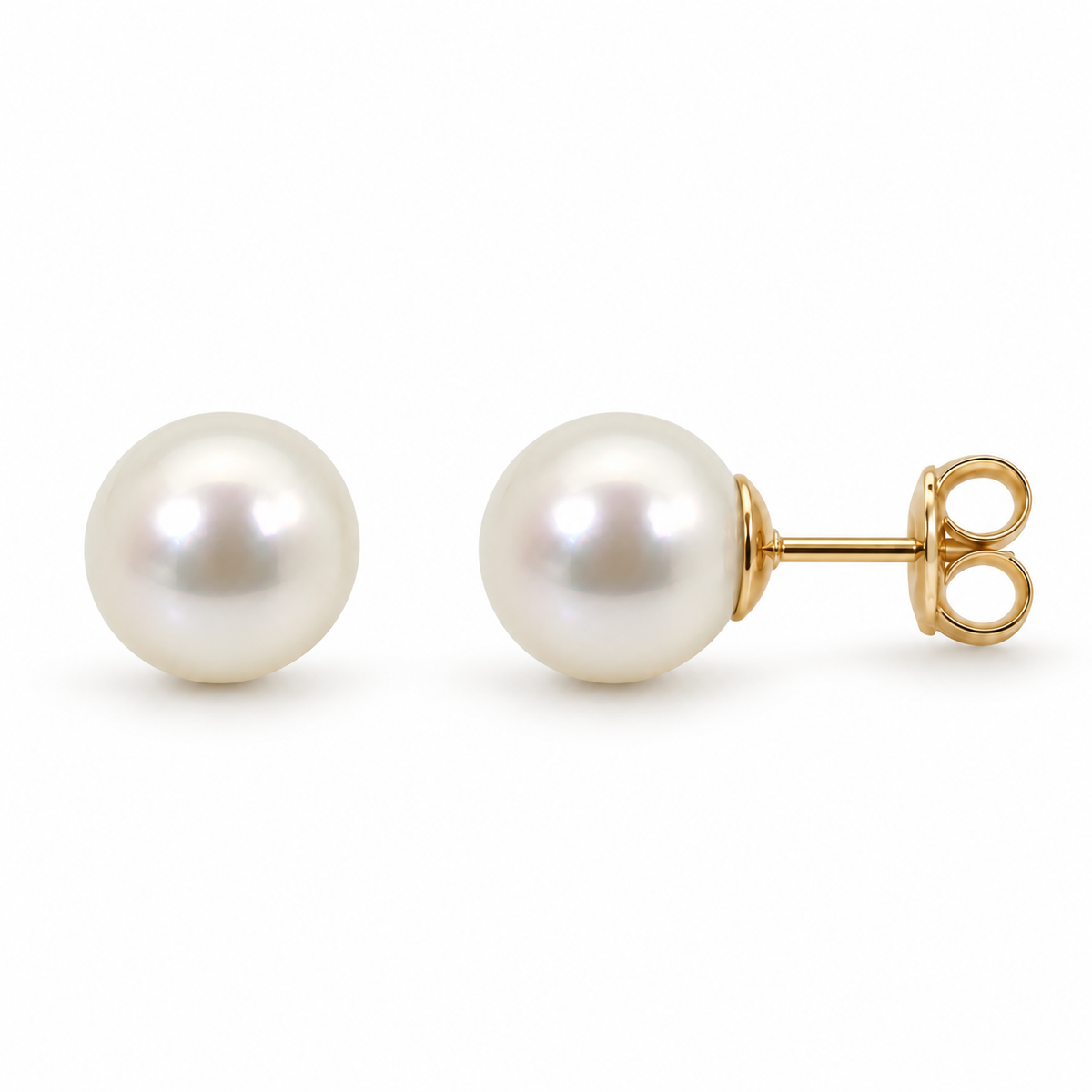 7.5mm Akoya Cultured Pearl Stud Earrings 9ct Yellow Gold