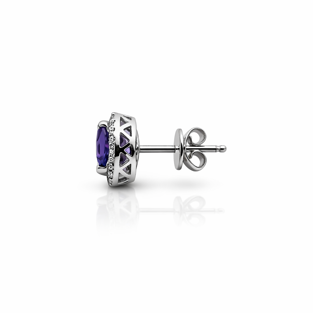 18ct White Gold Amethyst & Diamond Earrings | SB25627