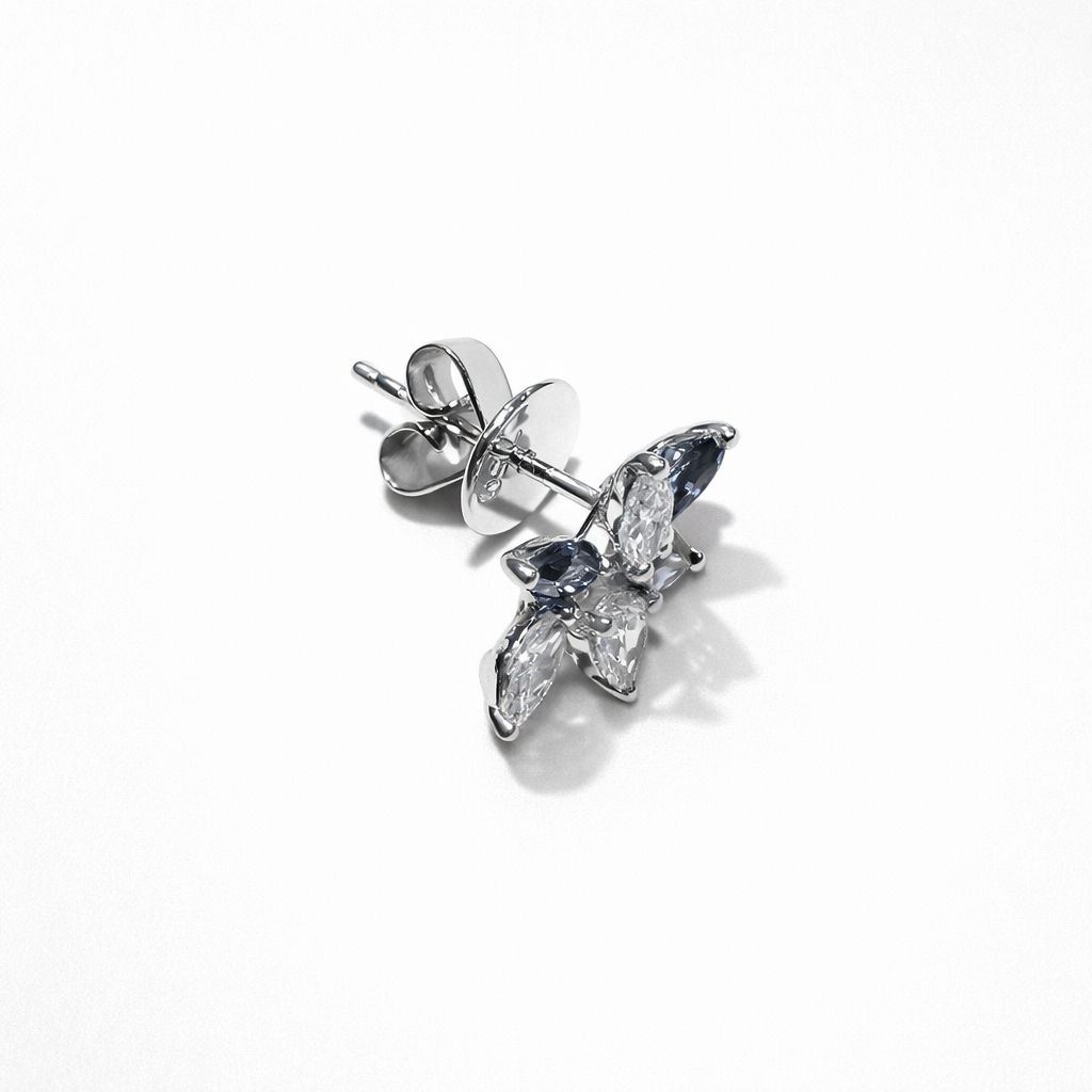 Floral Motif Sapphire & Diamond Earrings | 18ct White Gold
