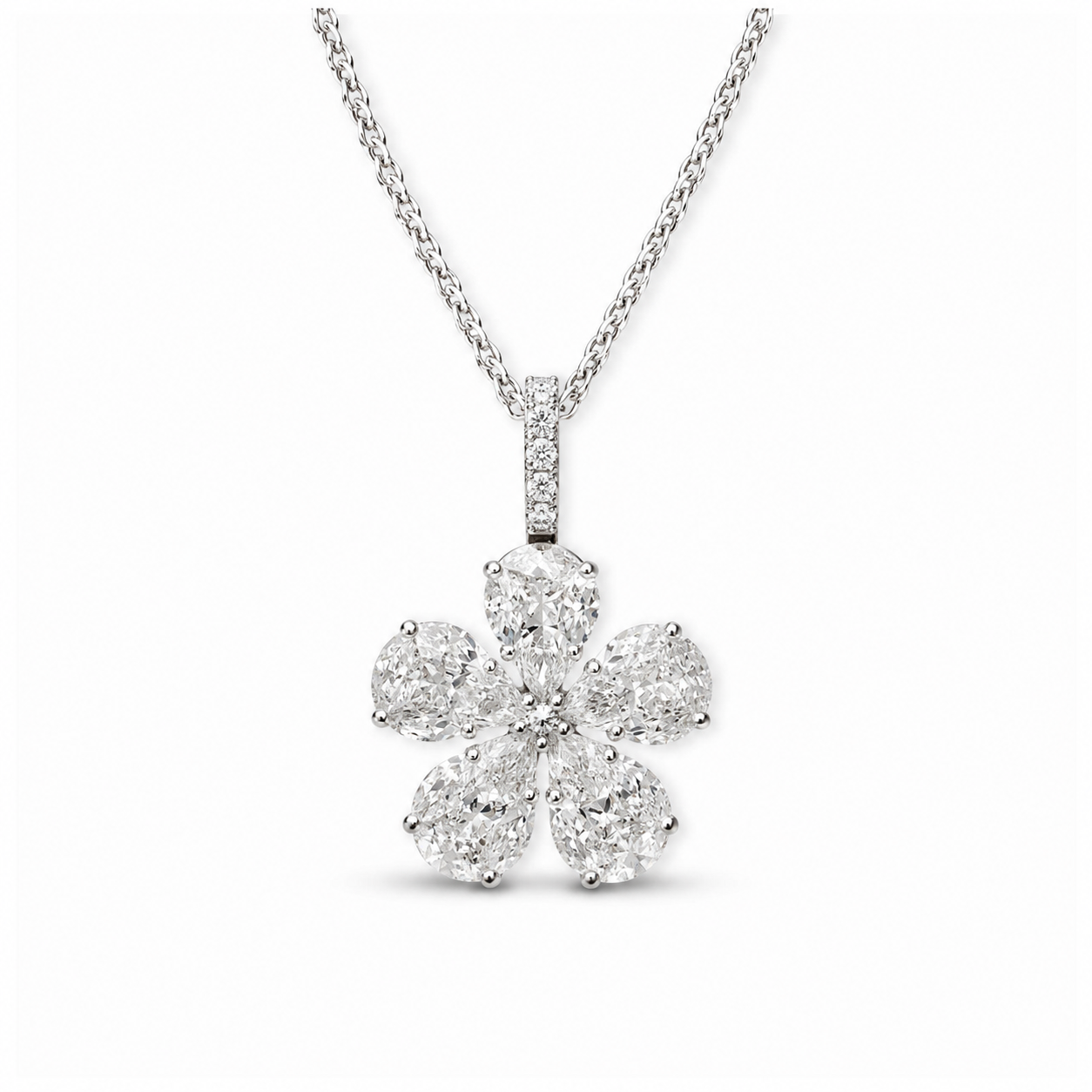 Flower Style Diamond Pendant | 18ct White Gold | SB25814