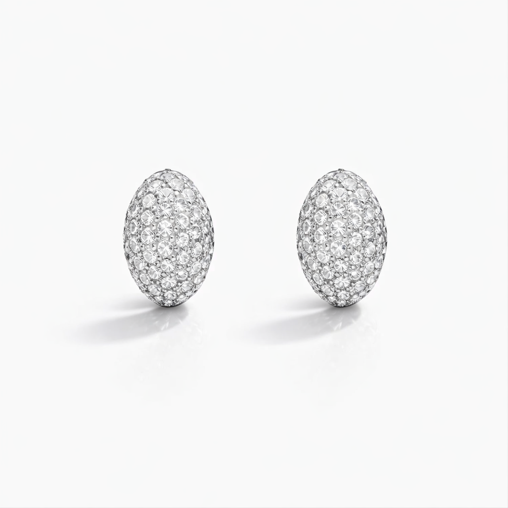 Simple Diamond Pave Earrings | 18ct White Gold | SS25635