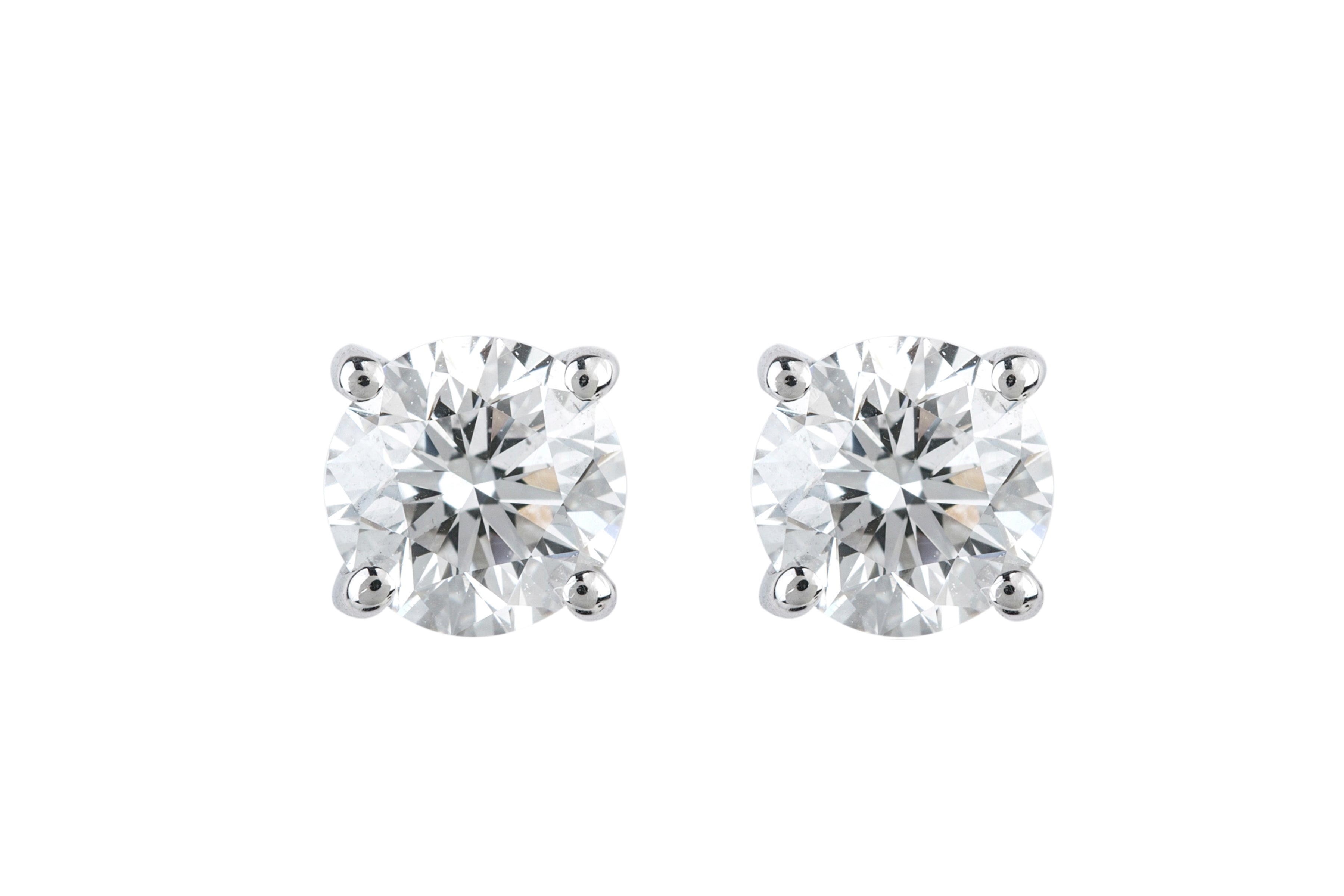 Certificated Diamond Single Stone Stud Earrings in 18ct White Gold (GIA 1.02ct E VS 1)