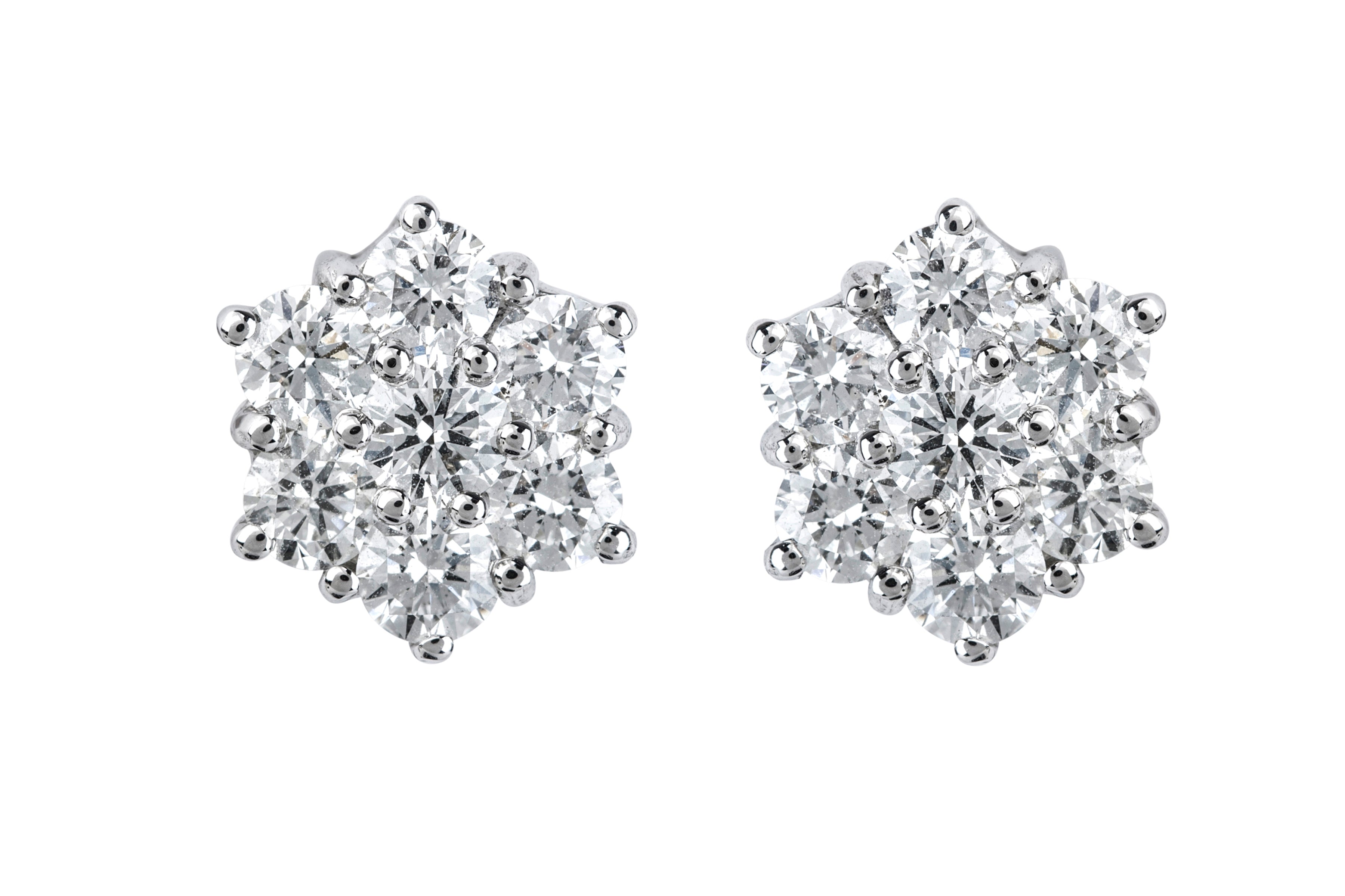 Diamond Cluster Earrings in 18ct White Gold