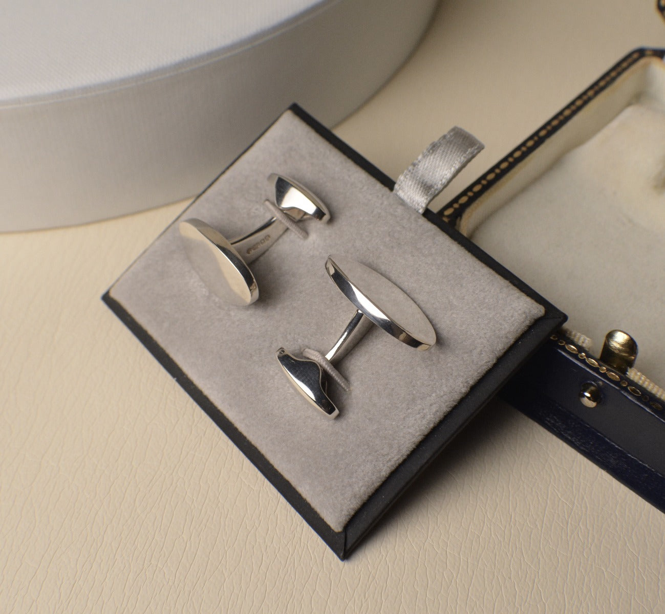Sterling Silver Hallmarked Cufflinks Oval Disc