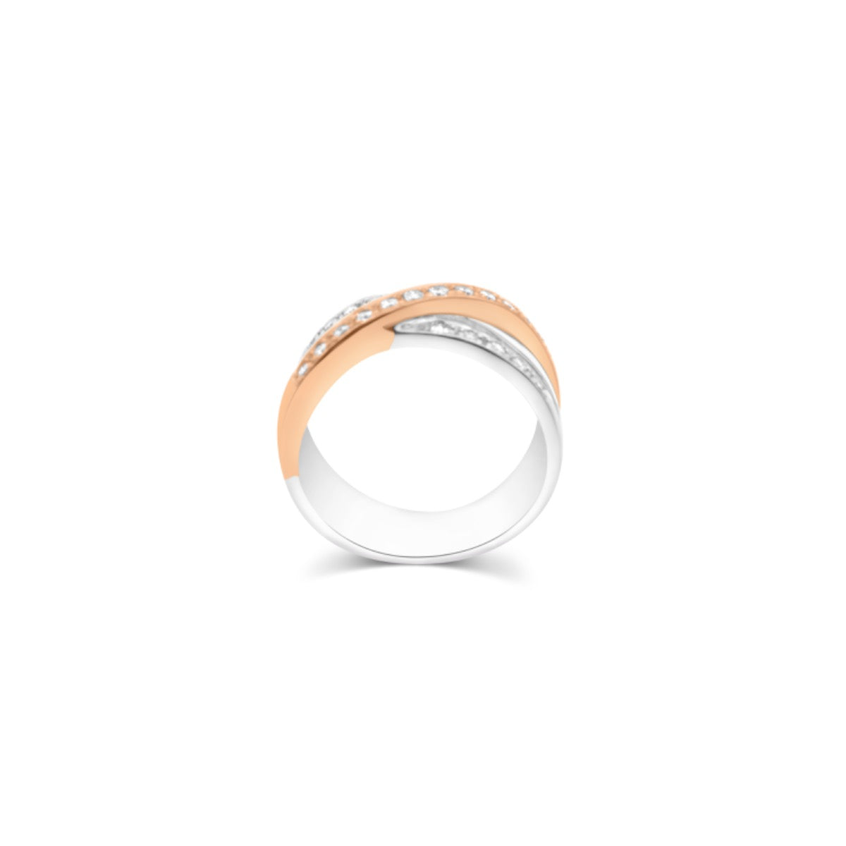18ct White & Rose Gold Cross Over Ring | Diamonds | ER16510
