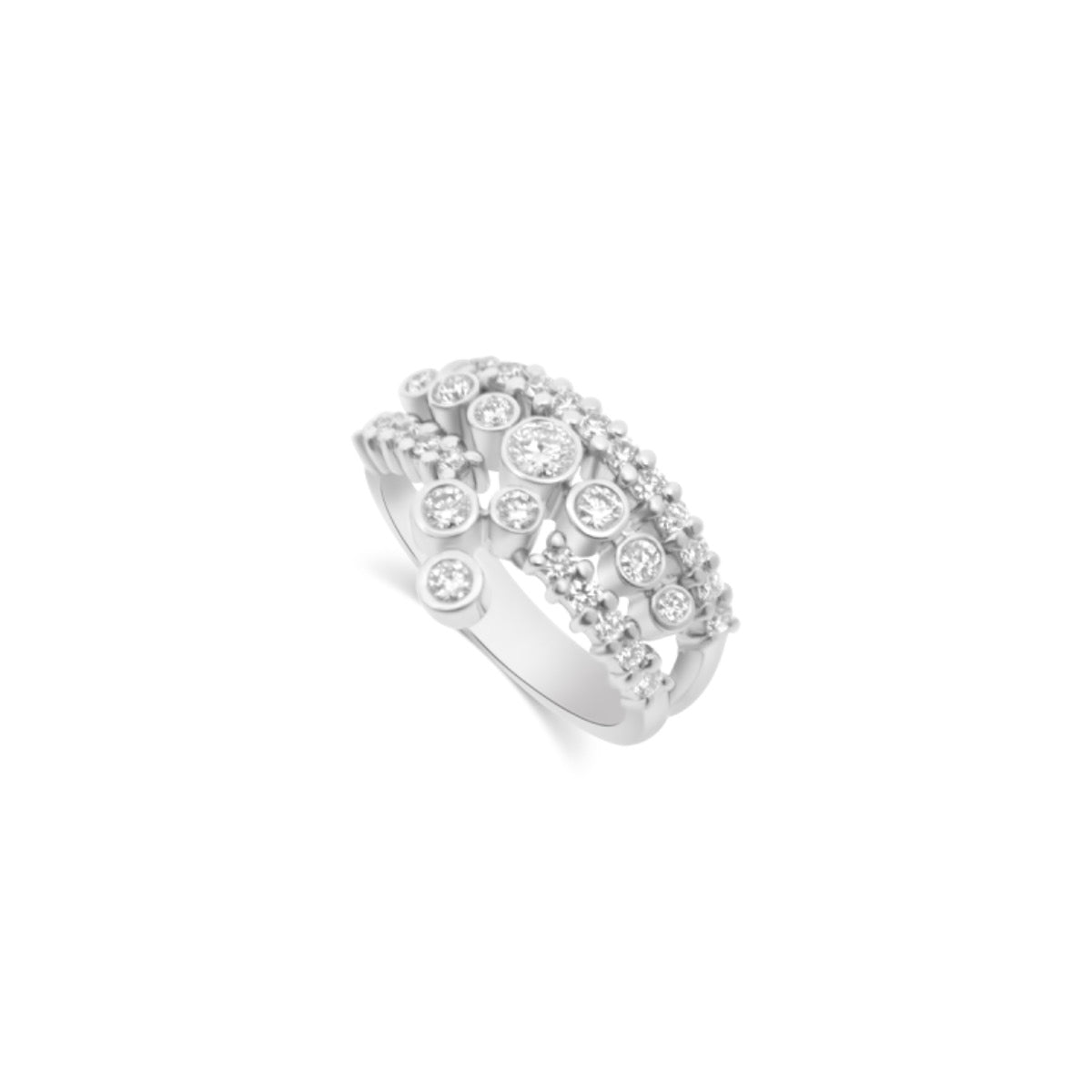 Three Row Fancy Ring in 18ct White Gold | Diamonds | ER22506