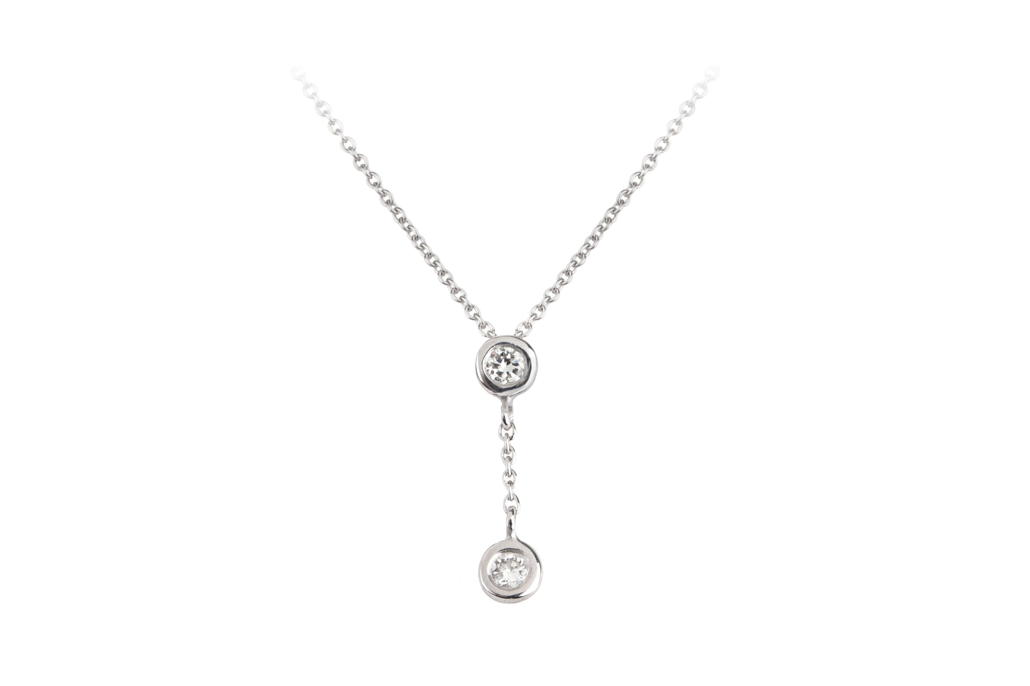 Diamond Drop Pendant & Chain in 18ct White Gold