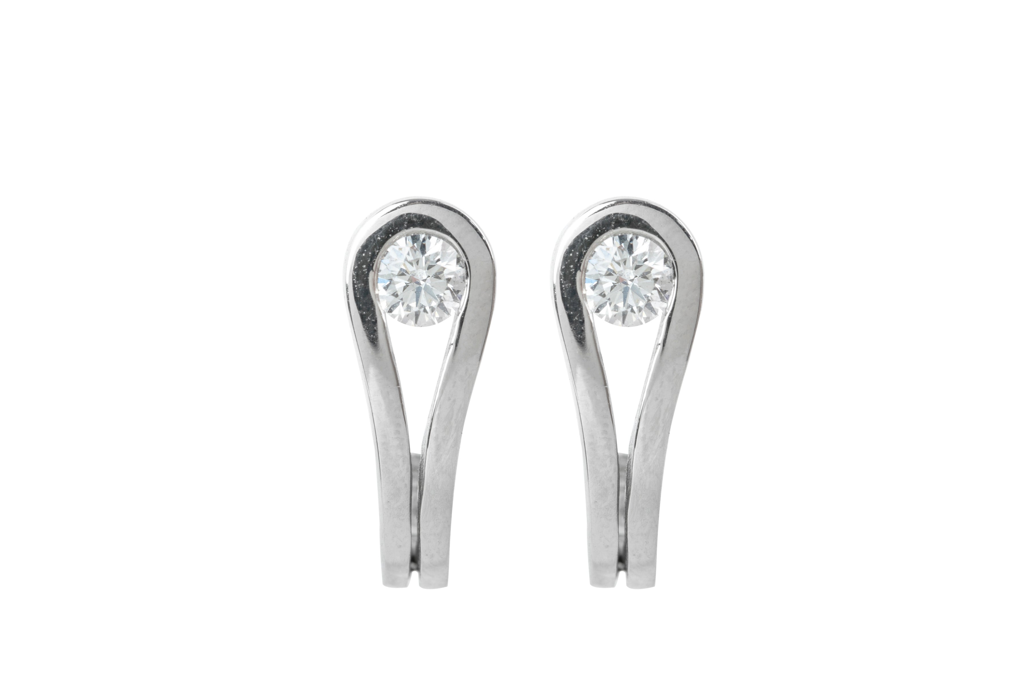 Diamond Half Hoop style Earrings in 18ct White Gold