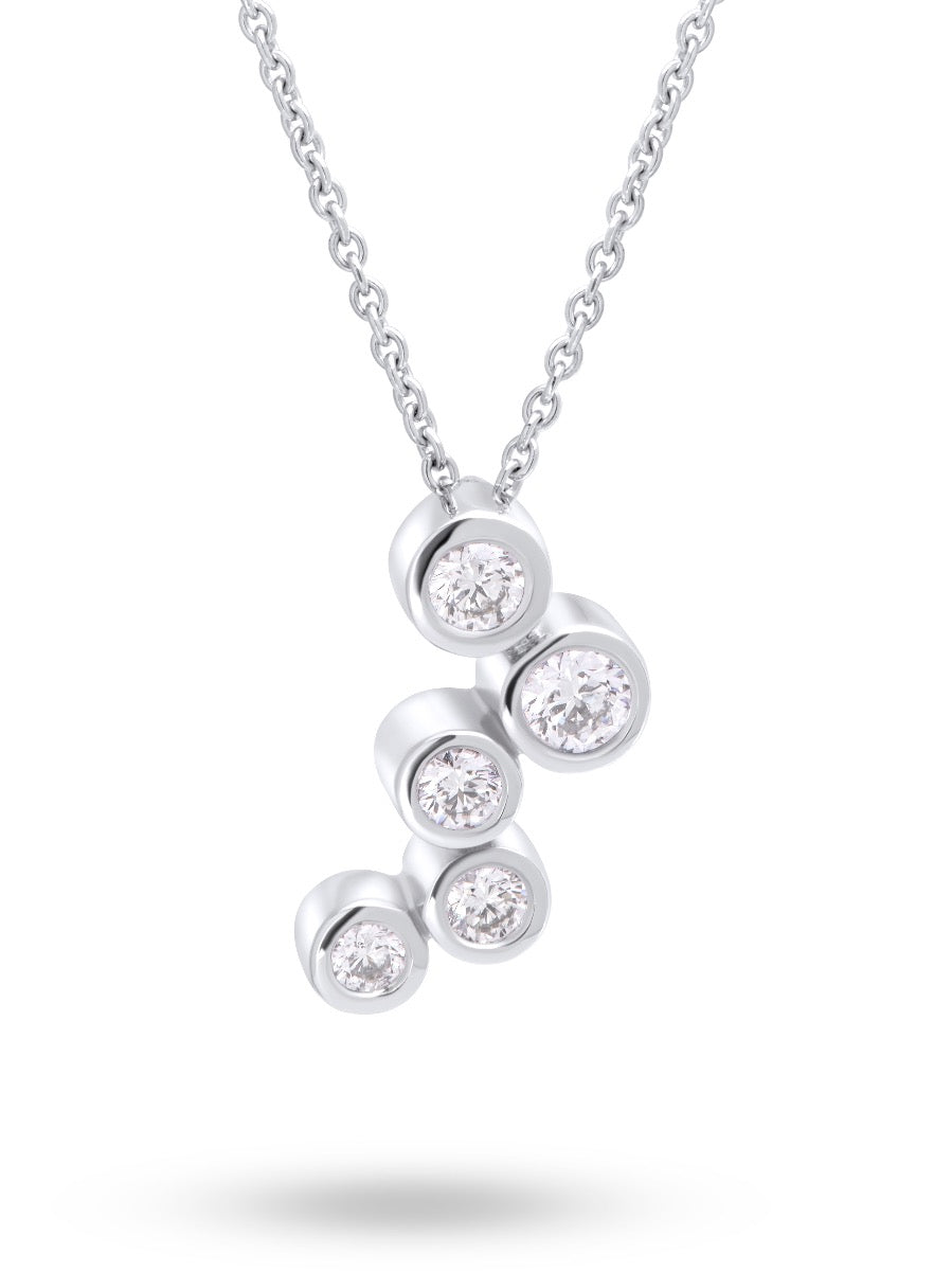 18ct White Gold and Diamonds Irregular Drop Pendant