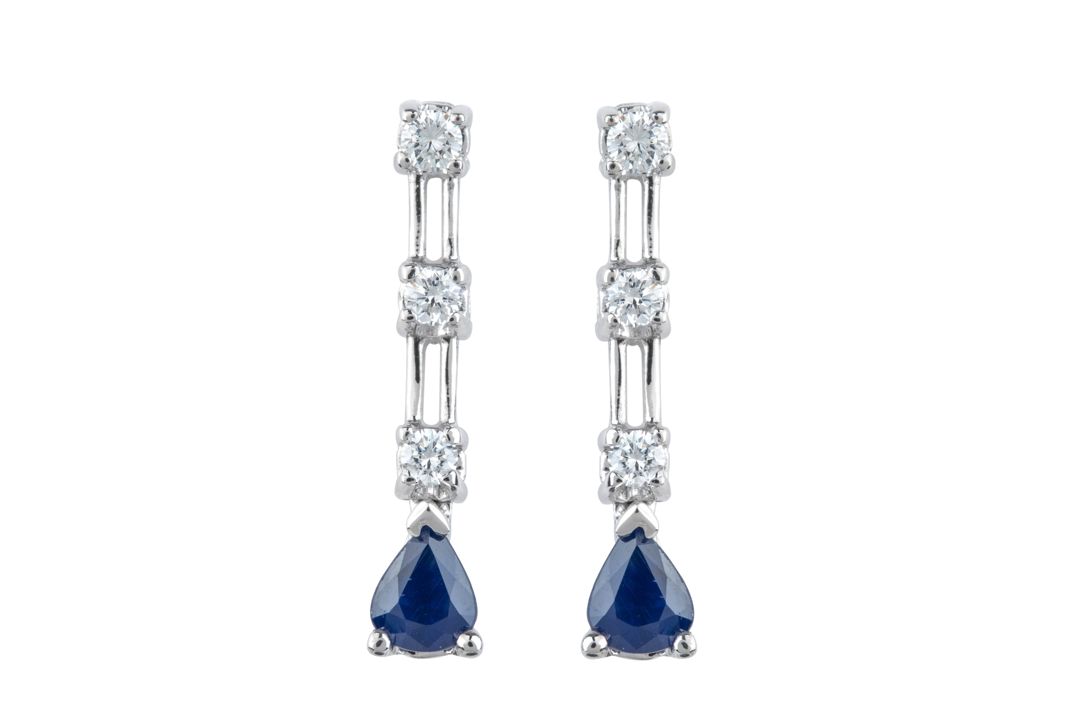 ER50629 Sapphire & Diamond Drop Earrings in 18ct White Gold
