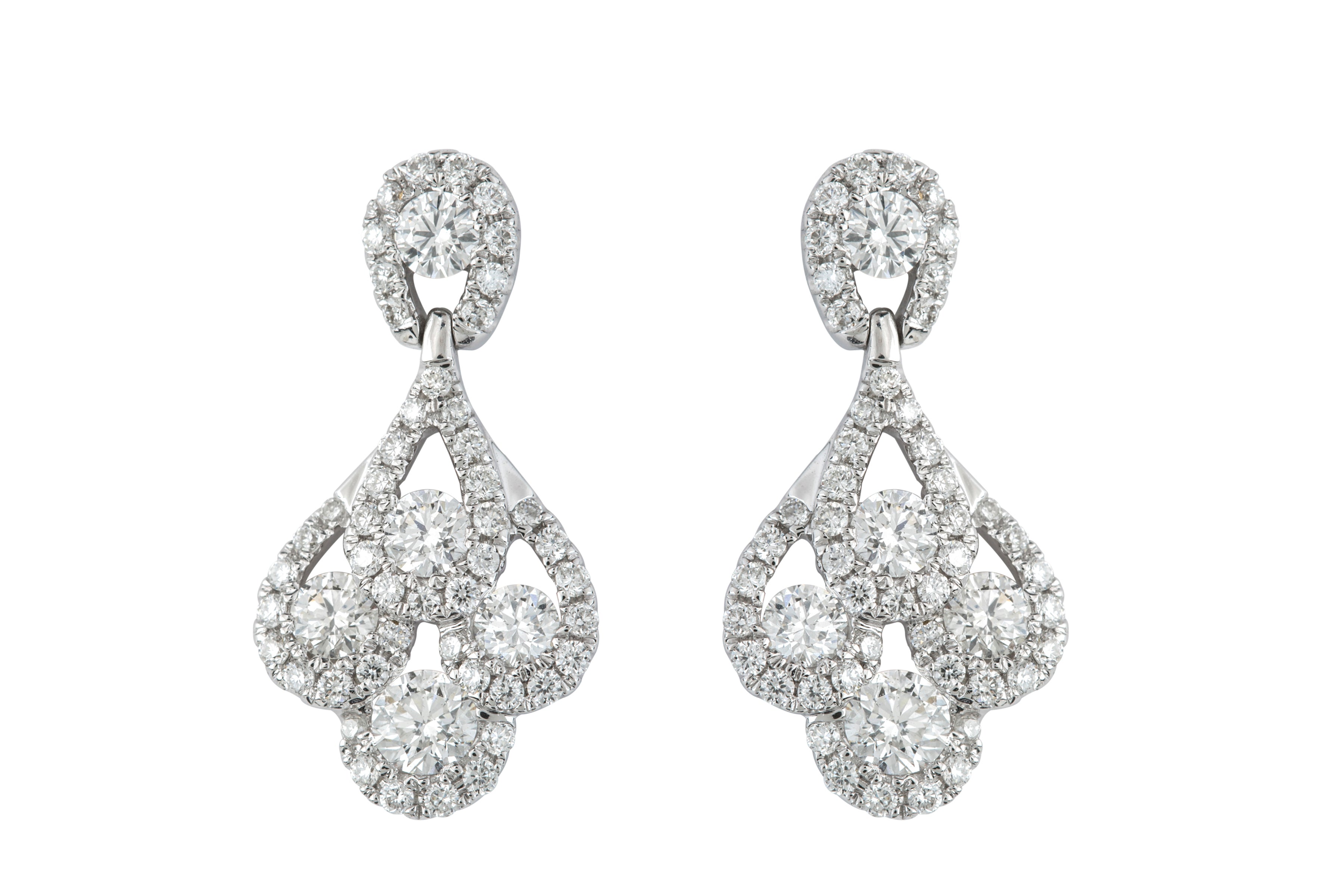 Diamond Fancy Drop Earrings in 18ct White Gold