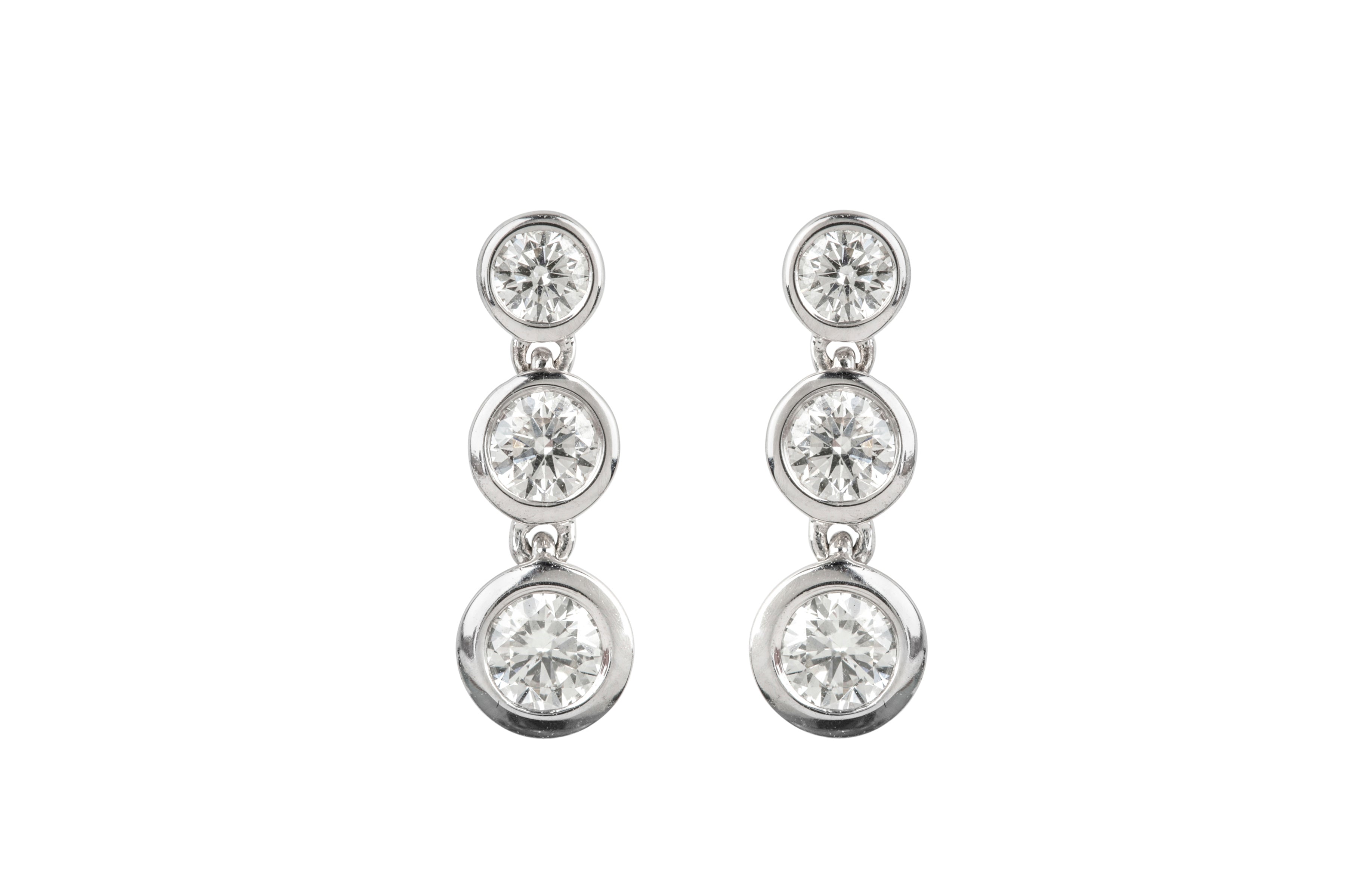 Diamond Line Drop Earrings in 18ct White Gold