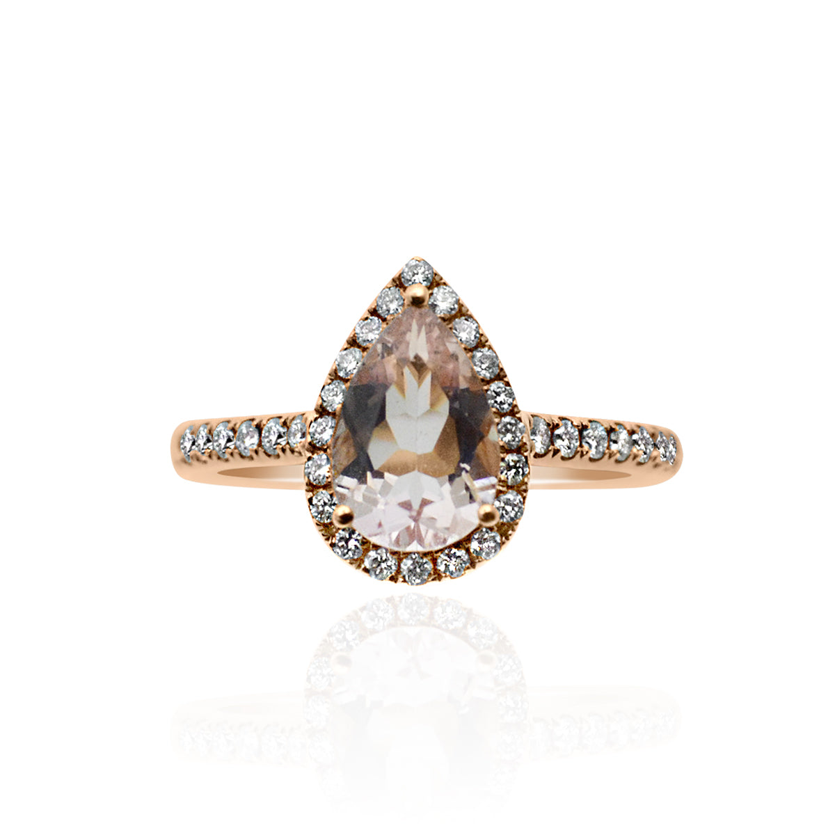 18ct Rose Gold Semi Precious Ring - Morganite & Diamond