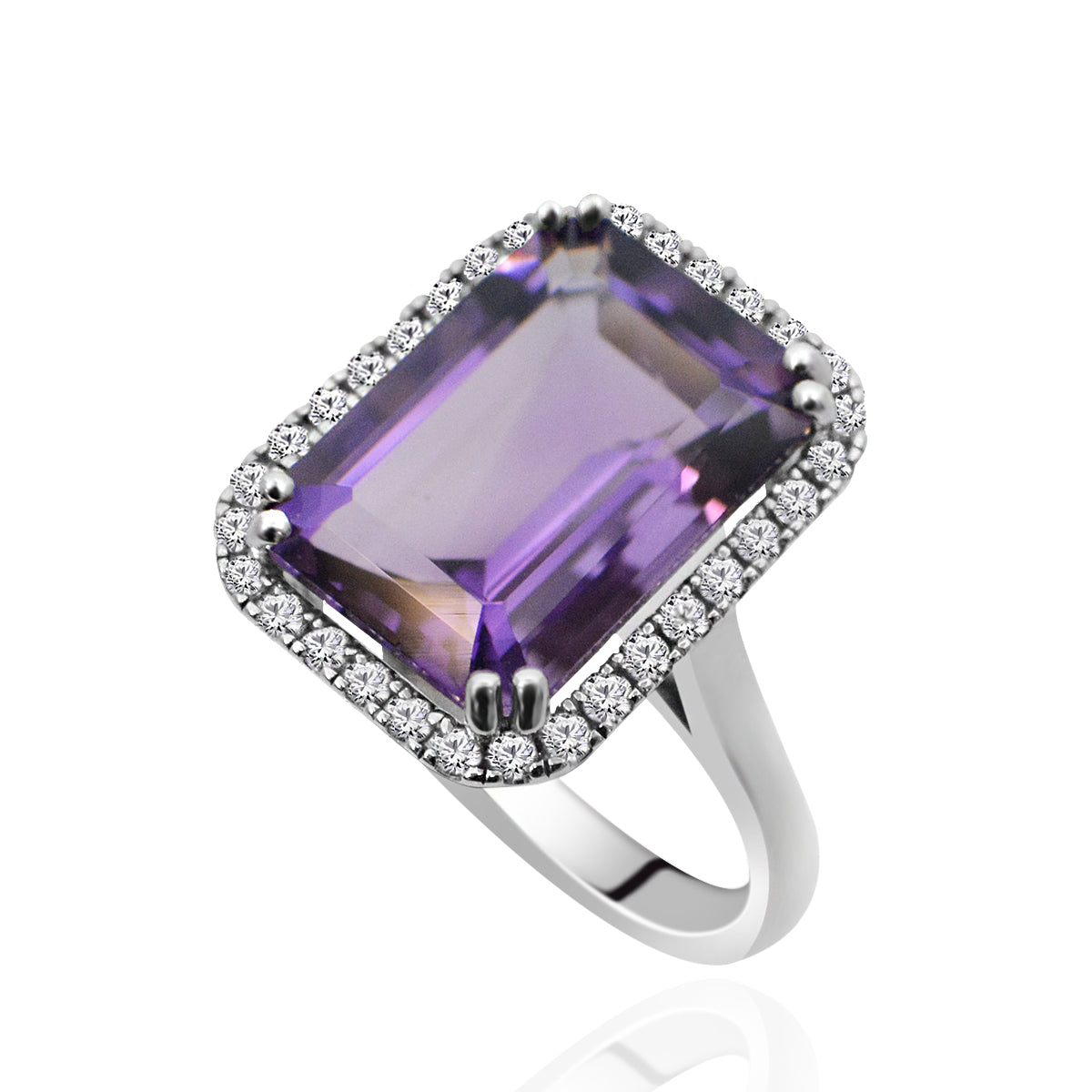 18ct White Gold 6.36ct Amethyst & Diamond Ring | HM22510