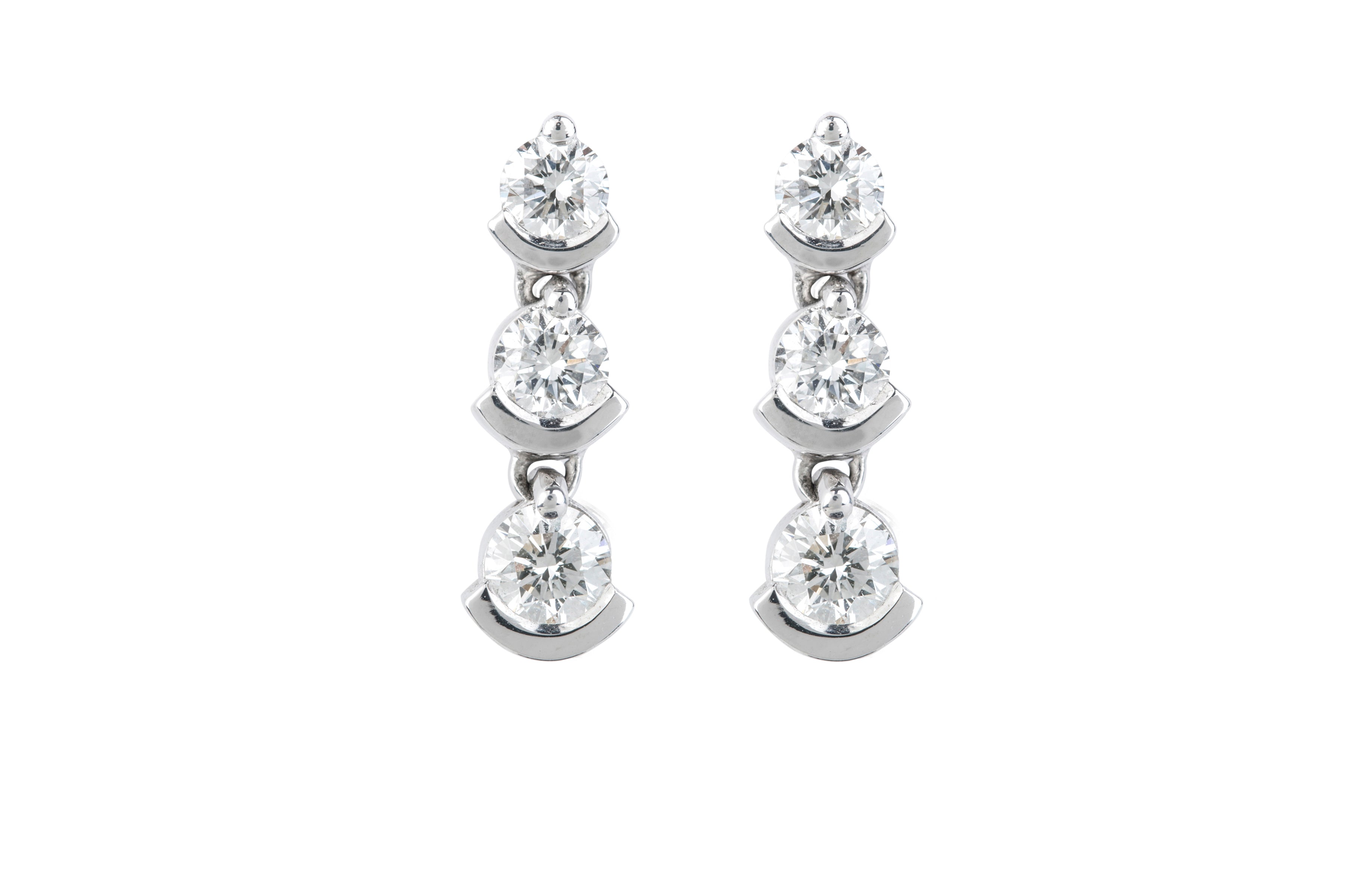 Diamond Line Drop Earrings in 18ct White Gold
