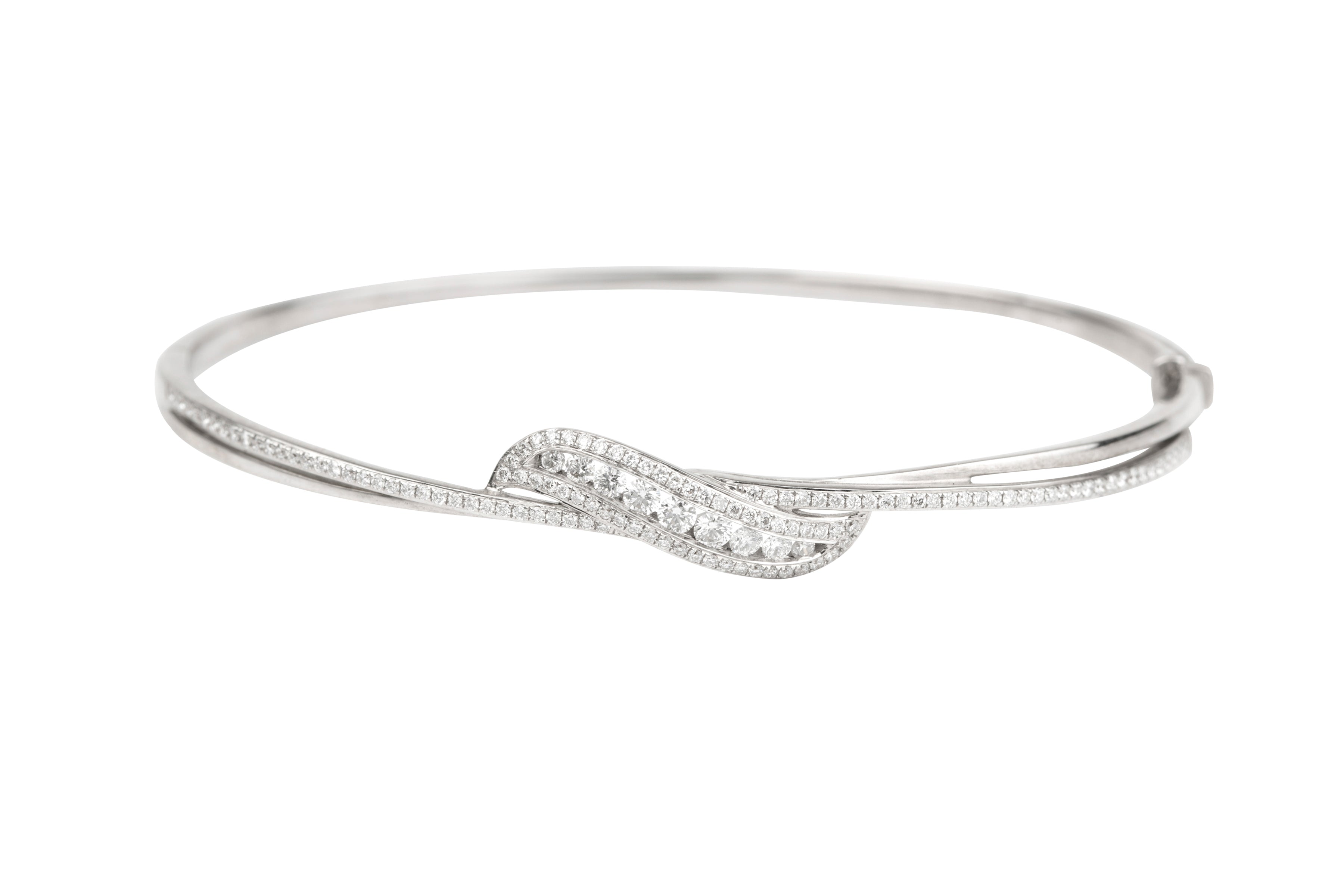 SB13702 Fancy Design Bangle set with Diamonds in 18ct White Gold ( 0.67ct )
