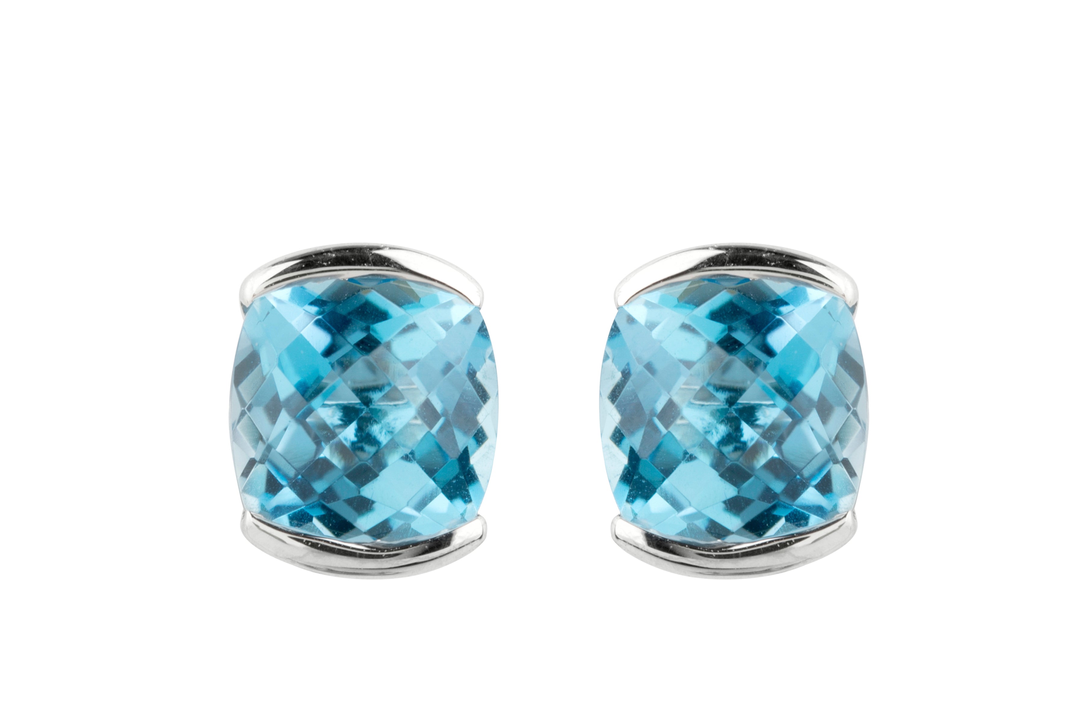 Blue Topaz Earrings in 18ct White Gold