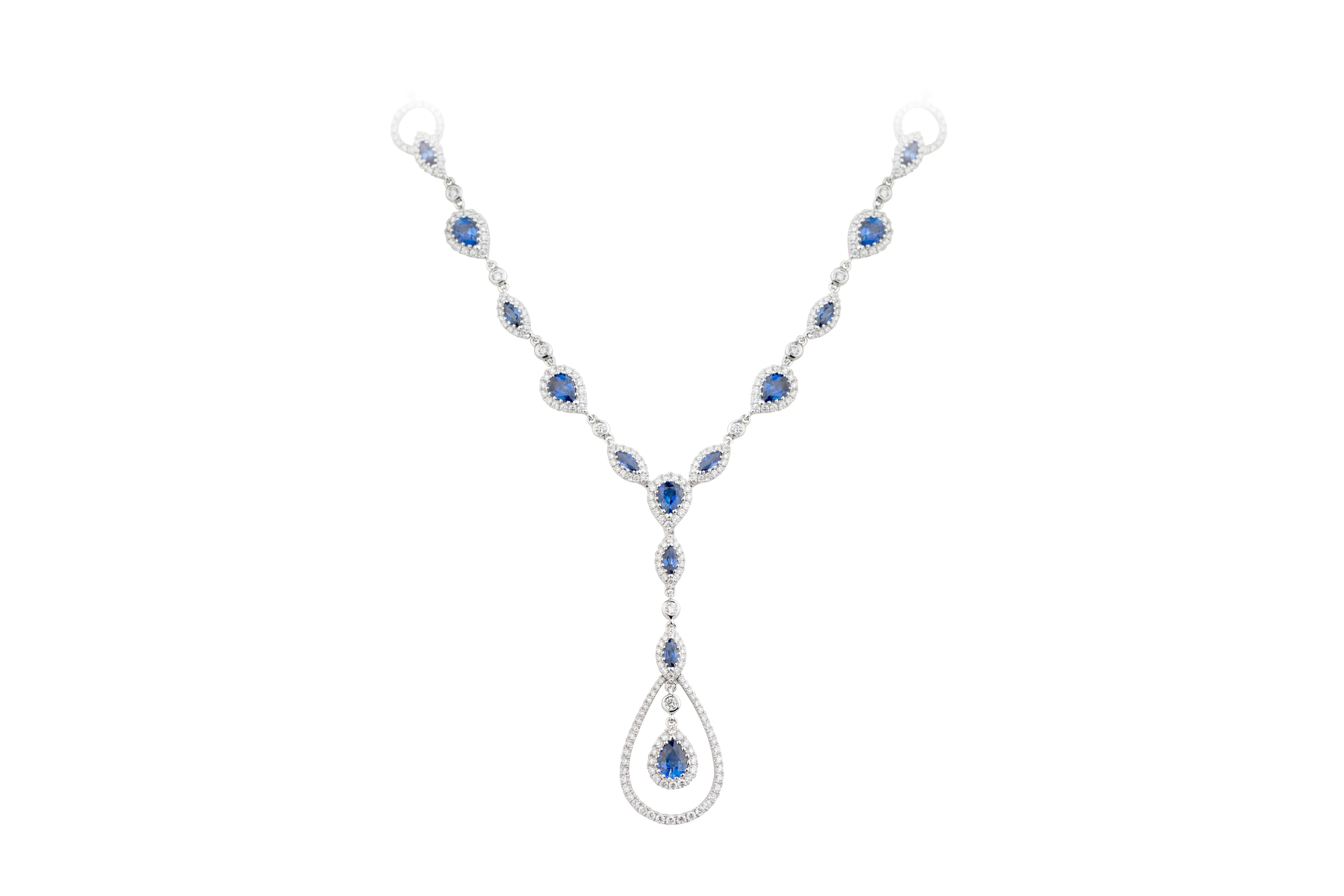 Sapphire & Diamond Drop Necklace
