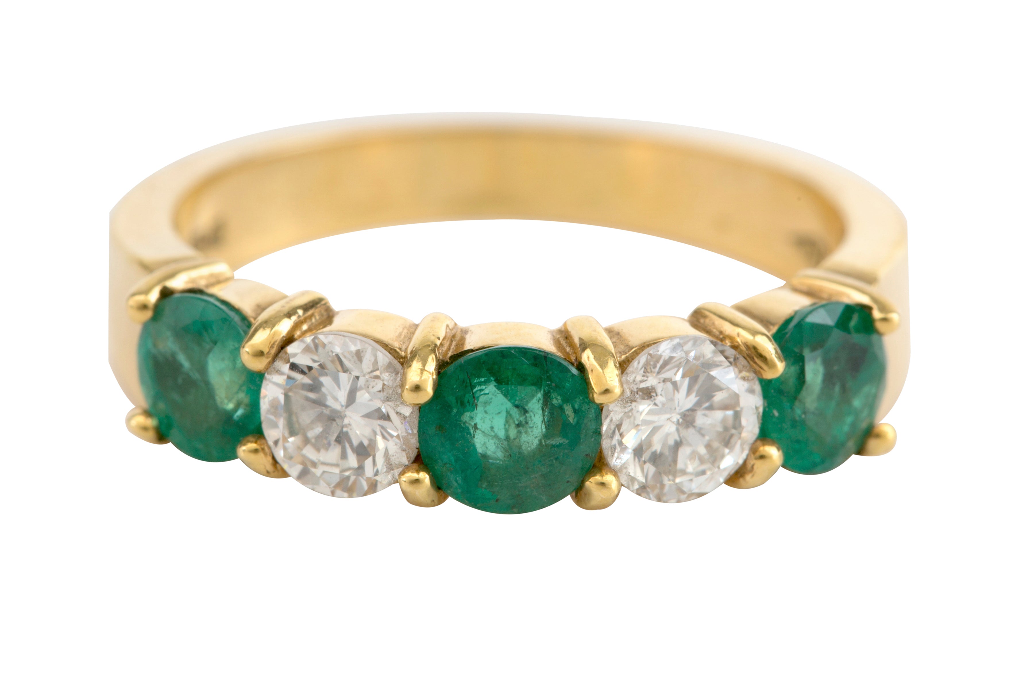 SF0599 Emerald & Diamond Half Eternity Ring in 18ct Yellow Gold