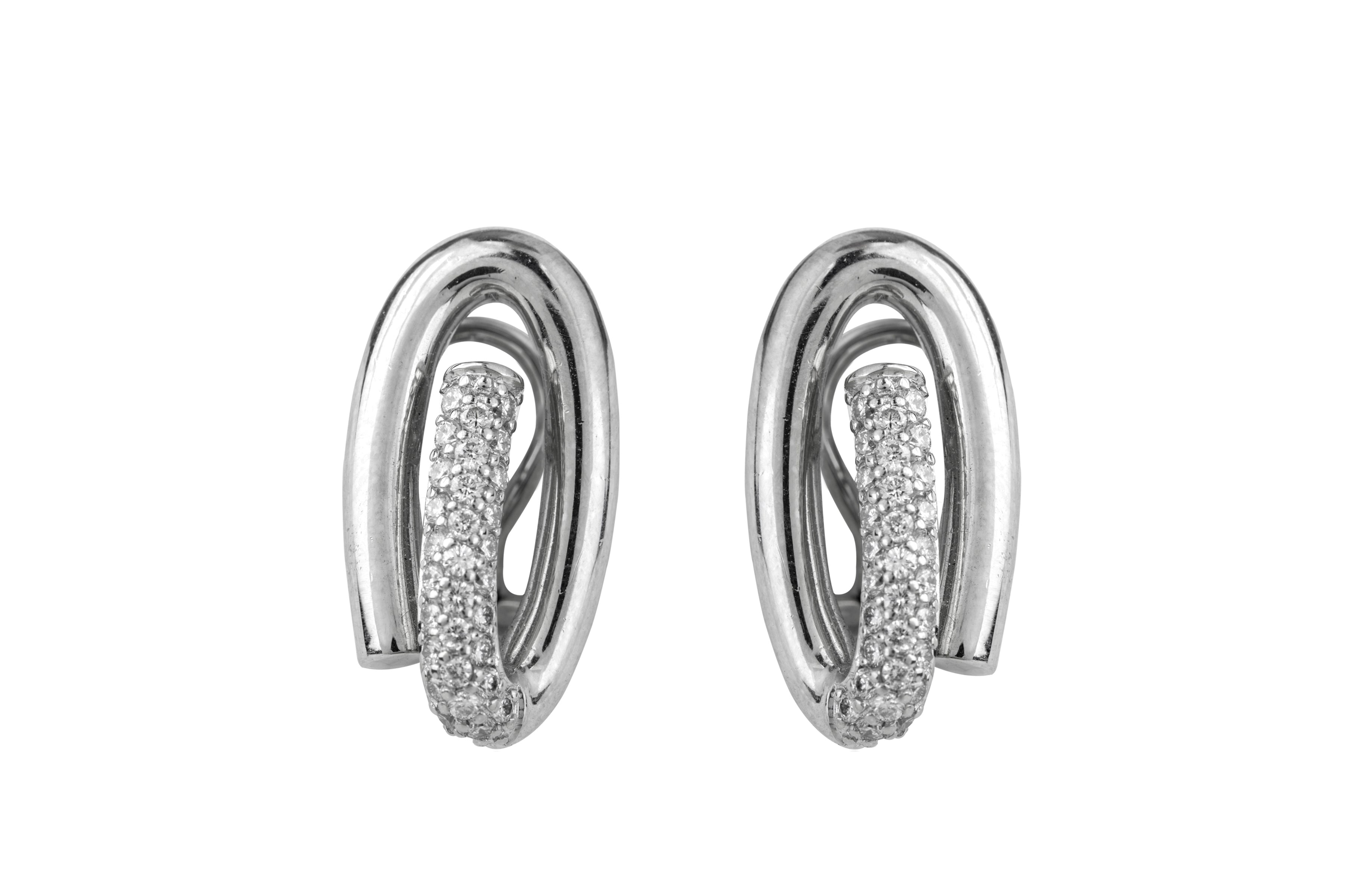 Diamond Pave-set Earrings in 18ct White Gold