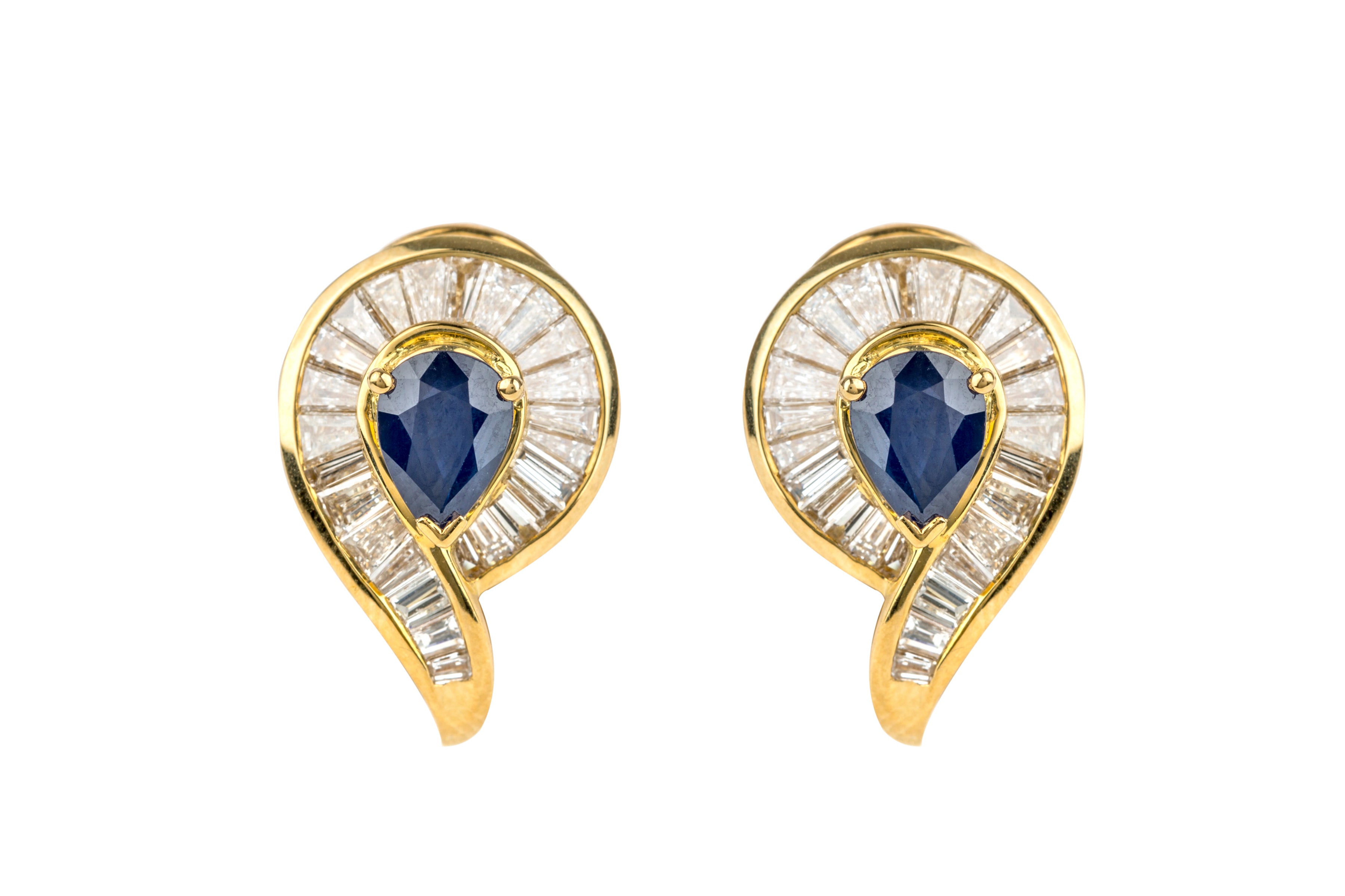 SN07601 Sapphire & Diamond Fancy Earrings in 18ct Yellow Gold