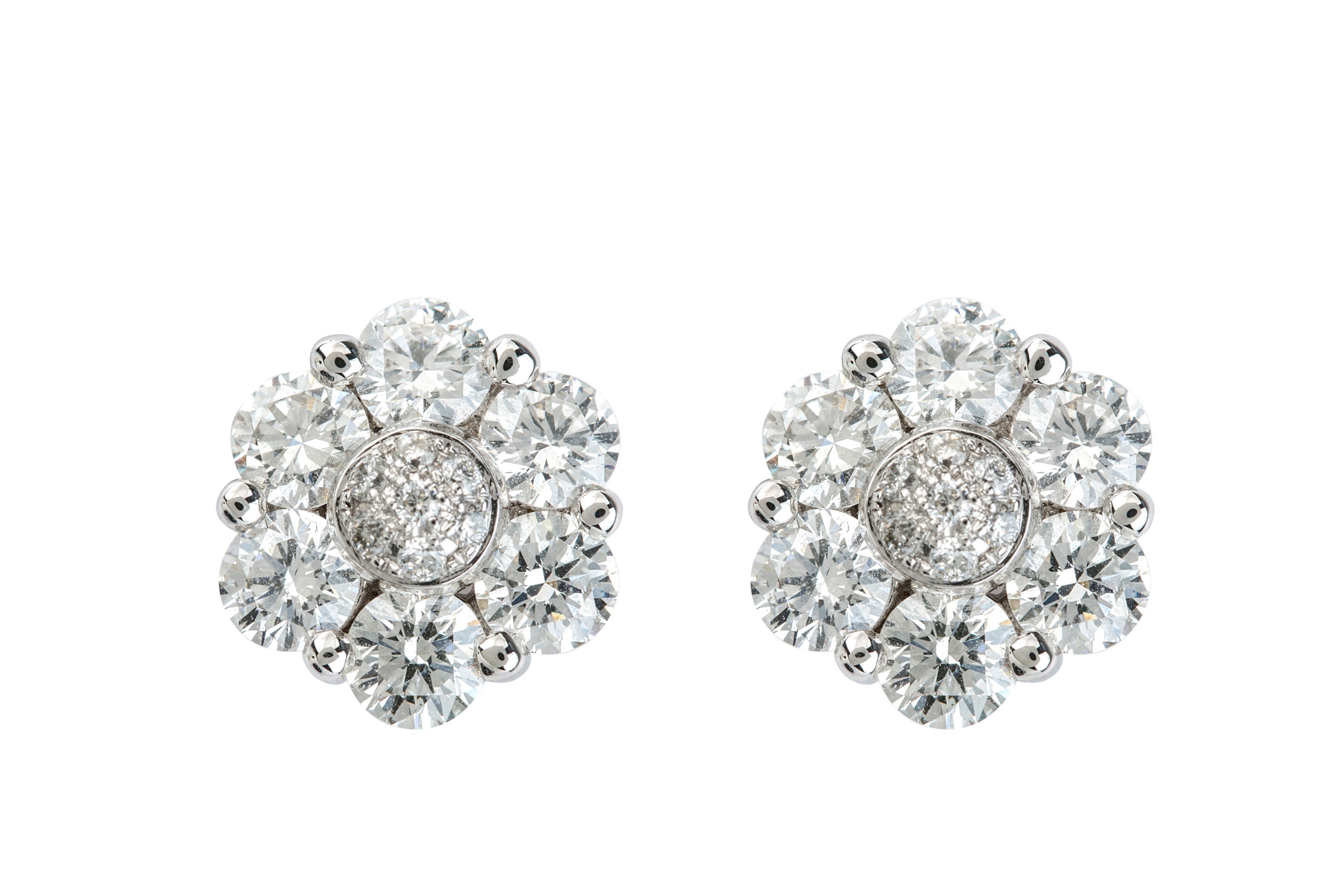 TP11621 Diamond Cluster Earrings in 18ct White Gold