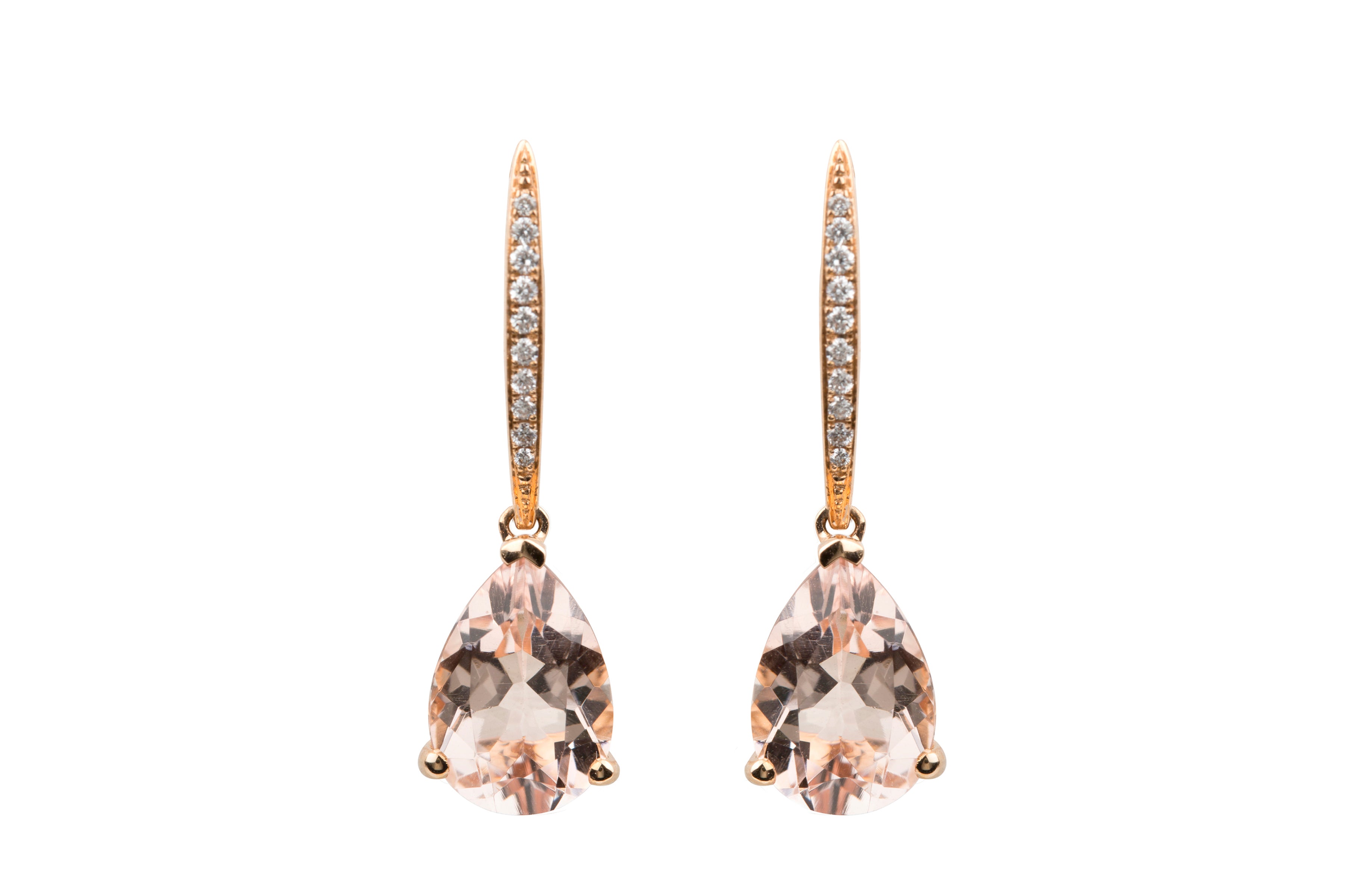 Morganite & Diamond Drop Earrings in 18ct Rose Gold