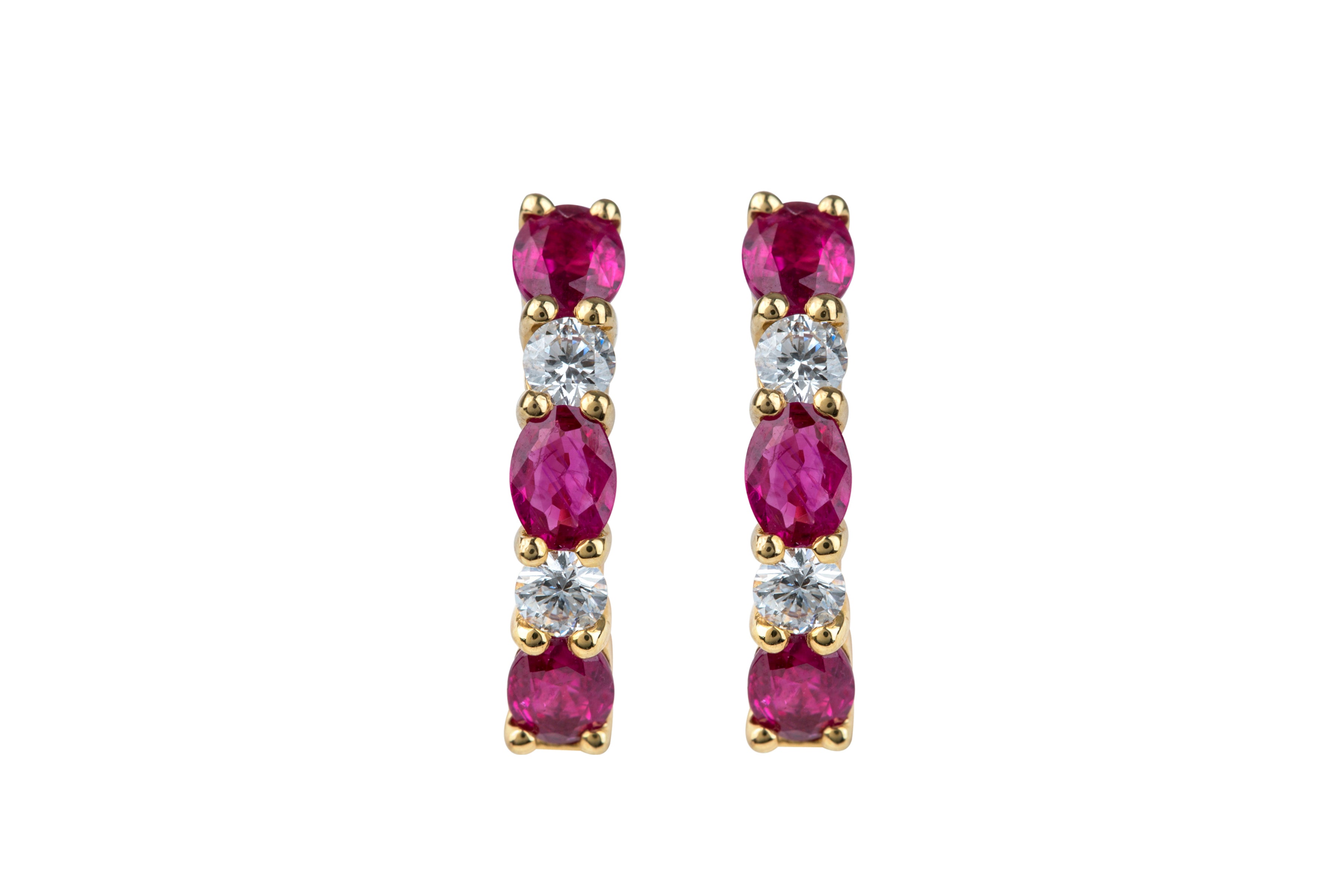 TP8609 Ruby & Diamond Hoop Earrings in 18ct Yellow Gold