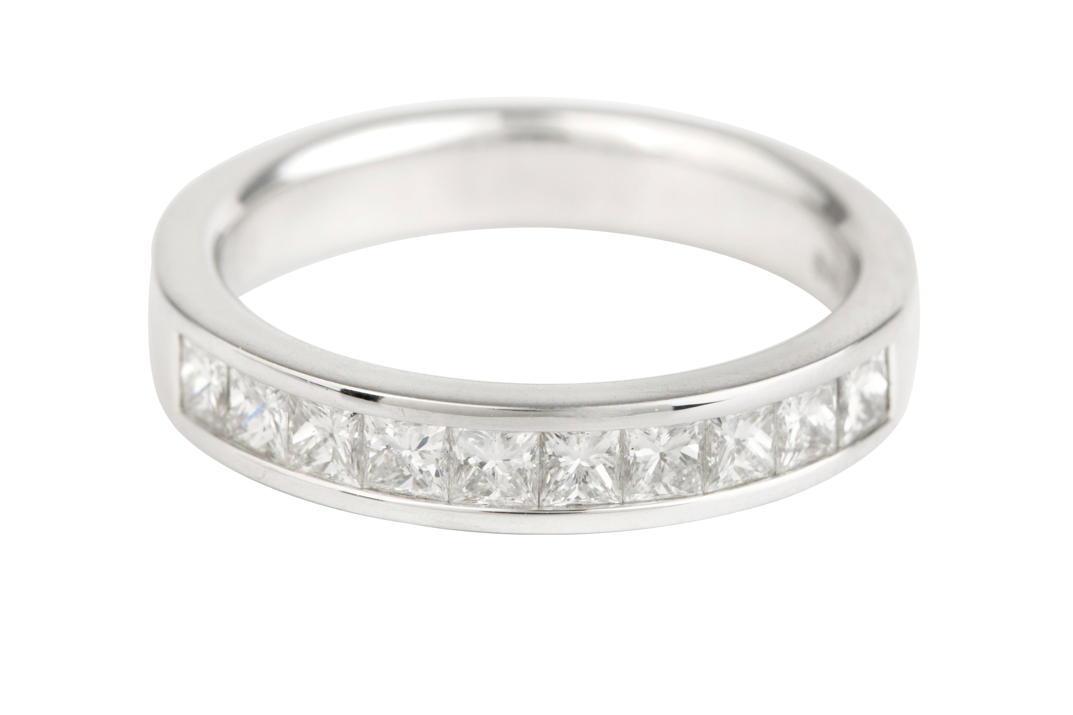 HET102 Princess Cut Diamond Half Eternity Channel set Ring in Platinum (0.75ct)