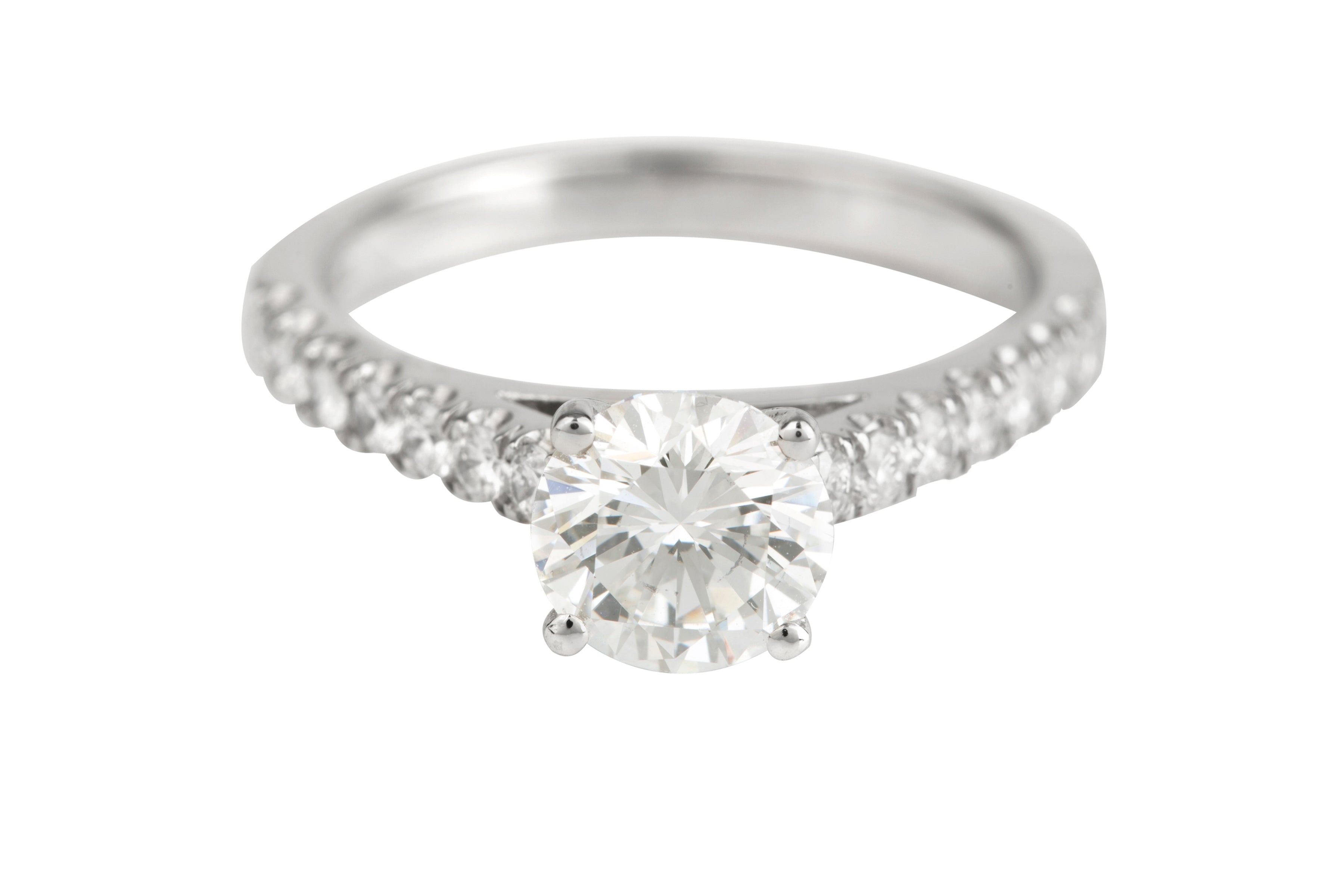 JW11507 Certificated Diamond Engagement Ring in Platinum (HRD 1.19ct F VVS 1; Total - 1.64ct)