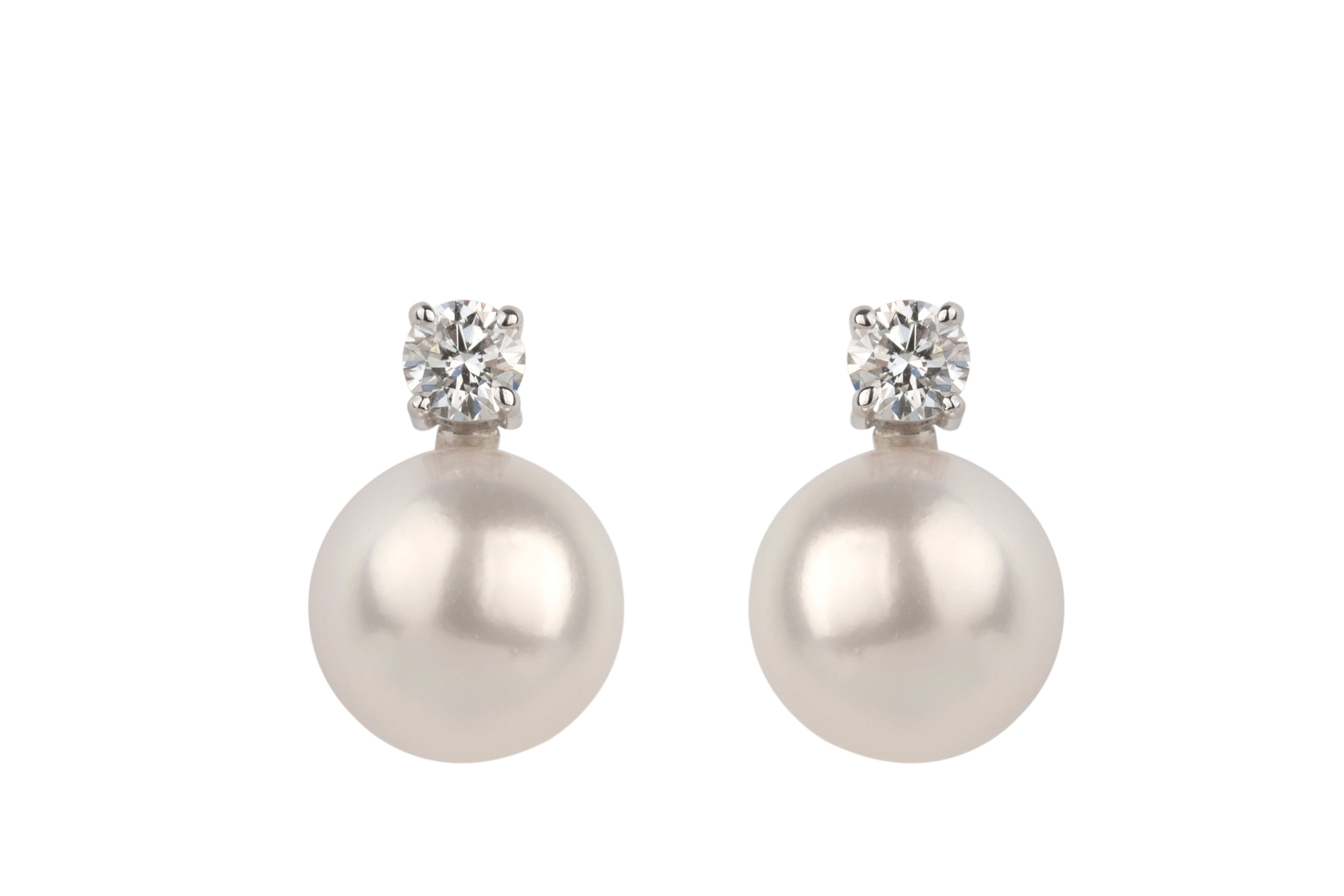 Cultured Pearl & Diamond Detachable Earrings in 18ct White Gold