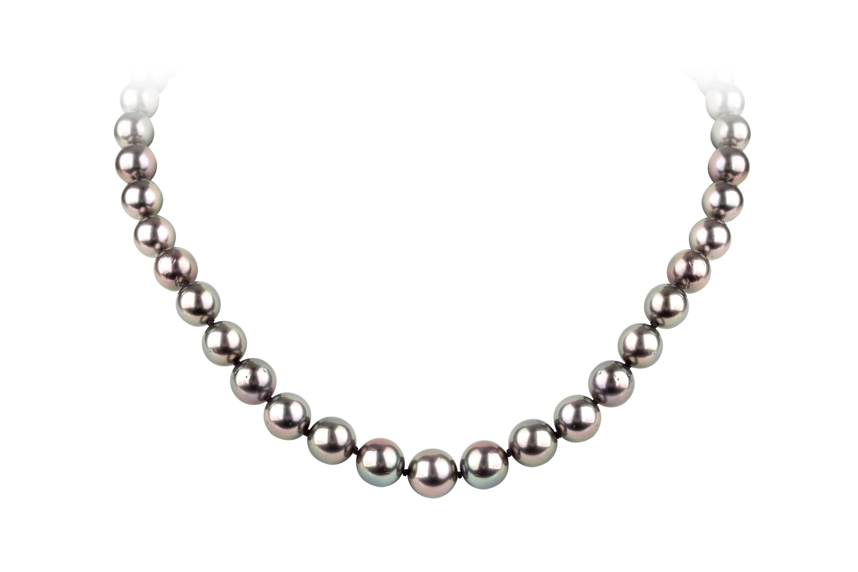 Tahitian Cultured Pearl Graduate Choker with Diamond set Clasp in 18ct White Gold