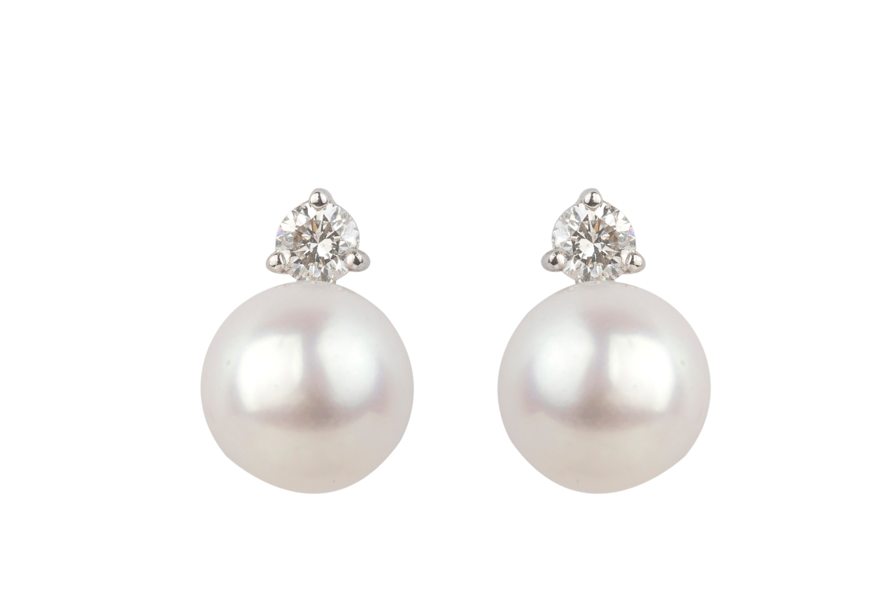 Cultured Pearl & Diamond Earrings in 18ct White Gold