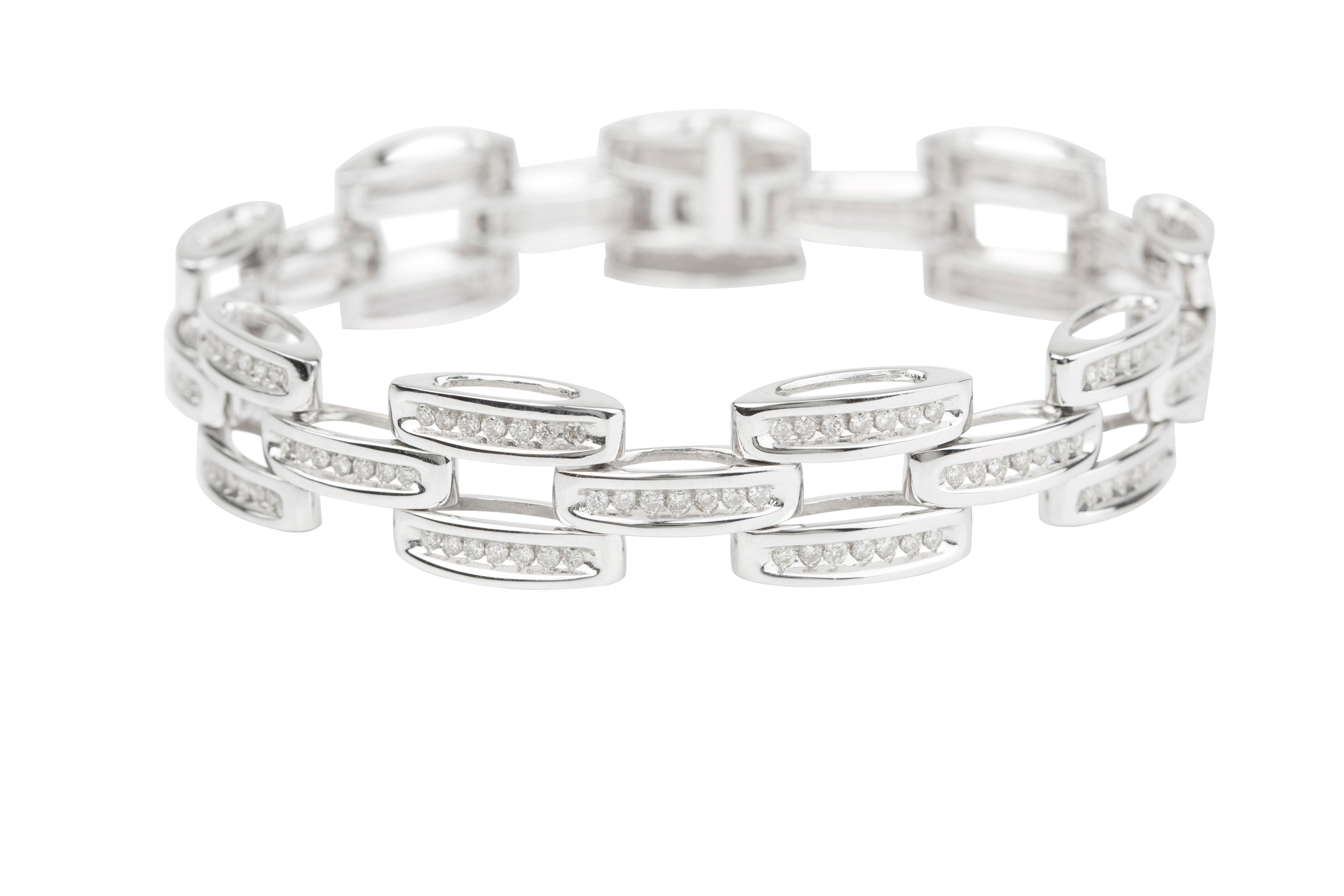 VL3748 Brick Link Diamond set Bracelet in 18ct White Gold ( 3.78ct )