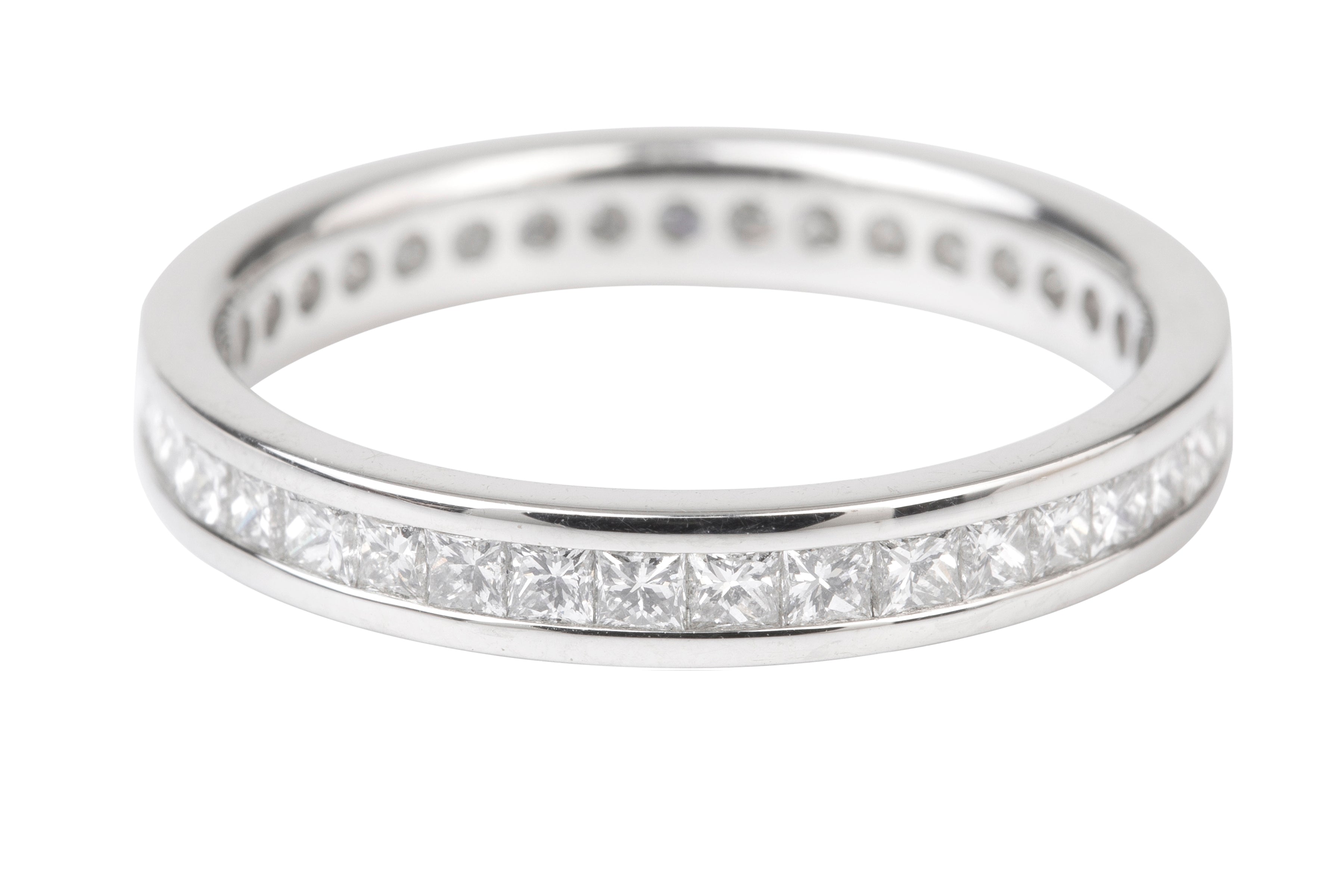 ET104 Full Eternity Ring Channel set with Princess Cut Diamonds in Platinum