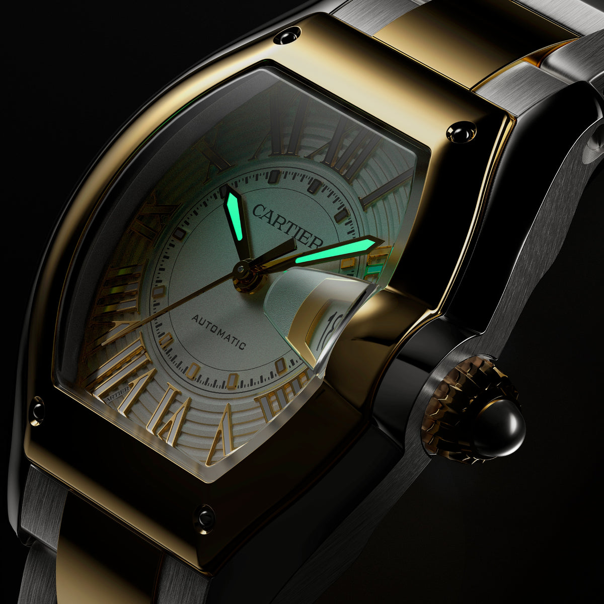 Cartier Roadster Medium Model in Yellow Gold & Steel Automatic WSRD0009