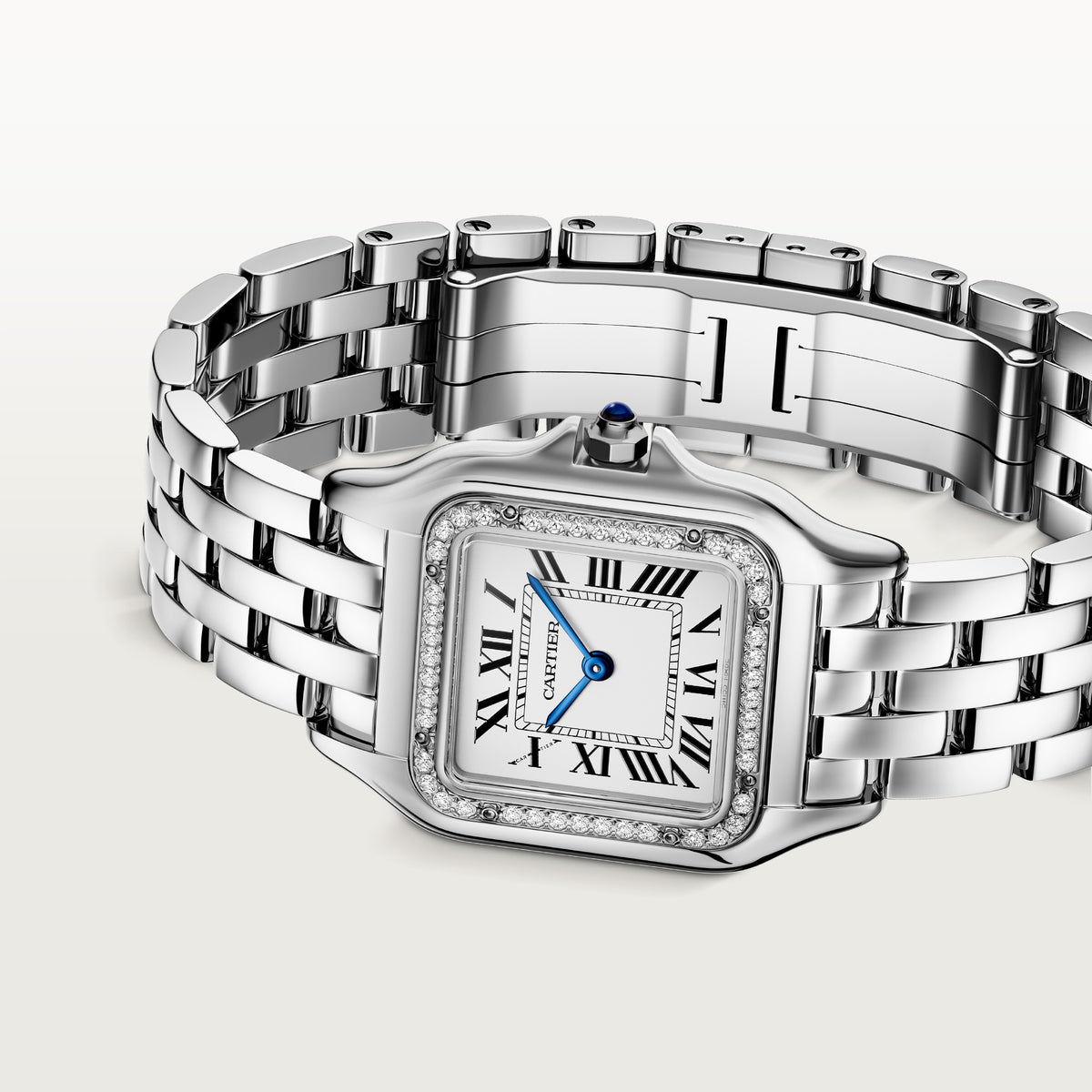Panthère de Cartier Medium Model Stainless Steel with Diamonds Quartz W4PN0018