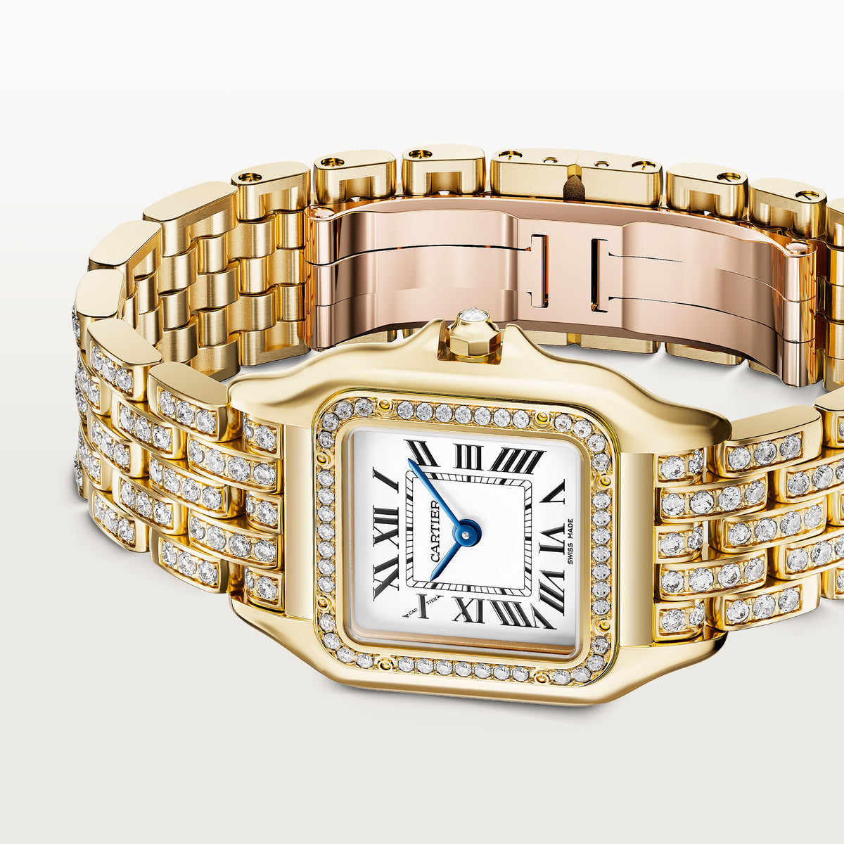 Panthère de Cartier Medium Model in 18ct Yellow Gold Quartz Diamonds WJPN0060