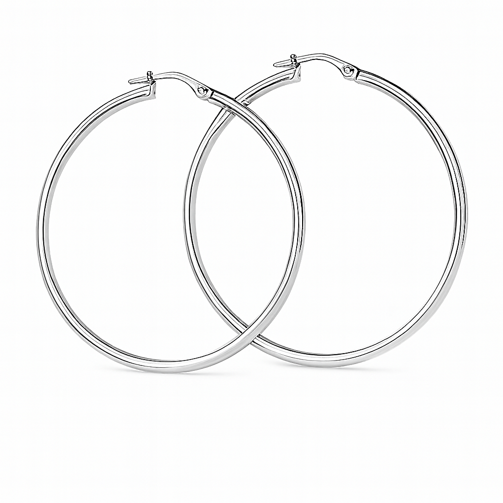 44MM 9CT WHITE GOLD HOOP EARRINGS | ST19320
