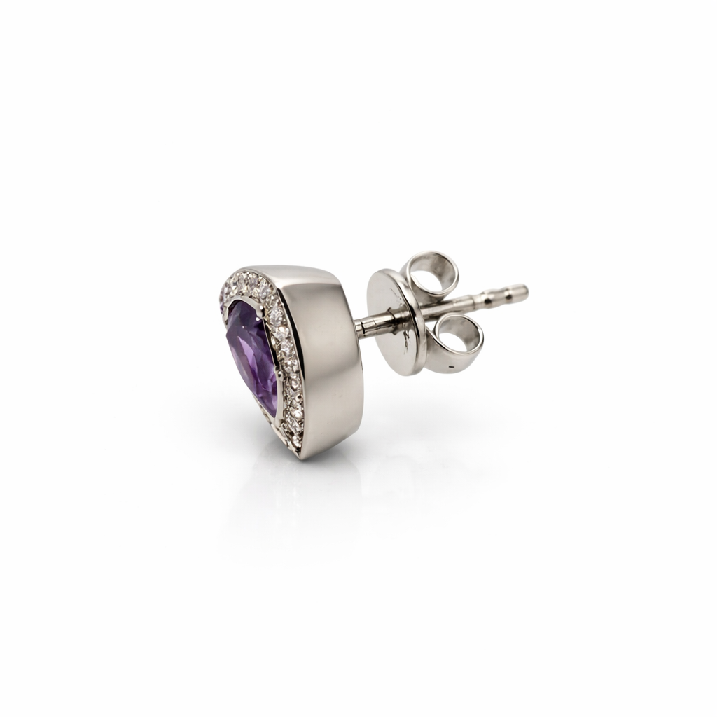 18ct White Gold Amethyst & Diamond Earrings | ER23626
