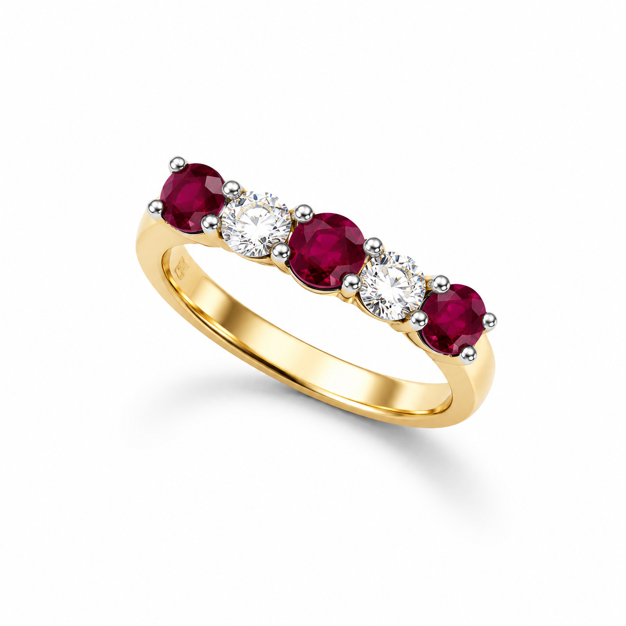Ruby & Diamond Half Eternity Ring | 18ct Yellow & White Gold | HM22507