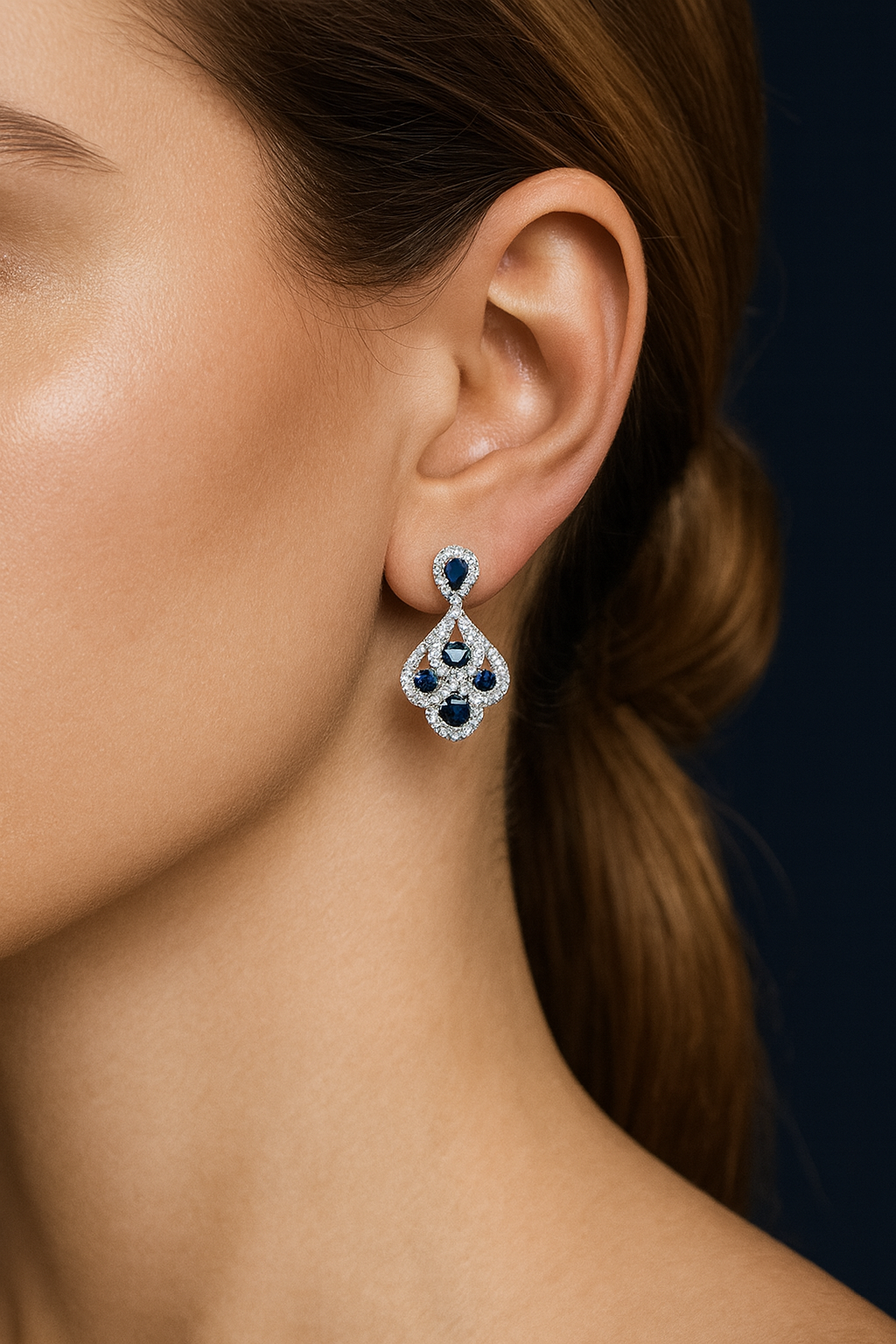 Sapphire & Diamond Drop Earrings | 18ct White Gold